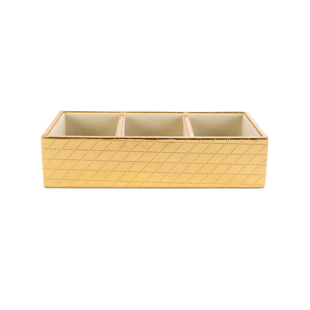 Jewellery Tray 3 Partition - Gold Jewellery Organiser 2- The Home Co.