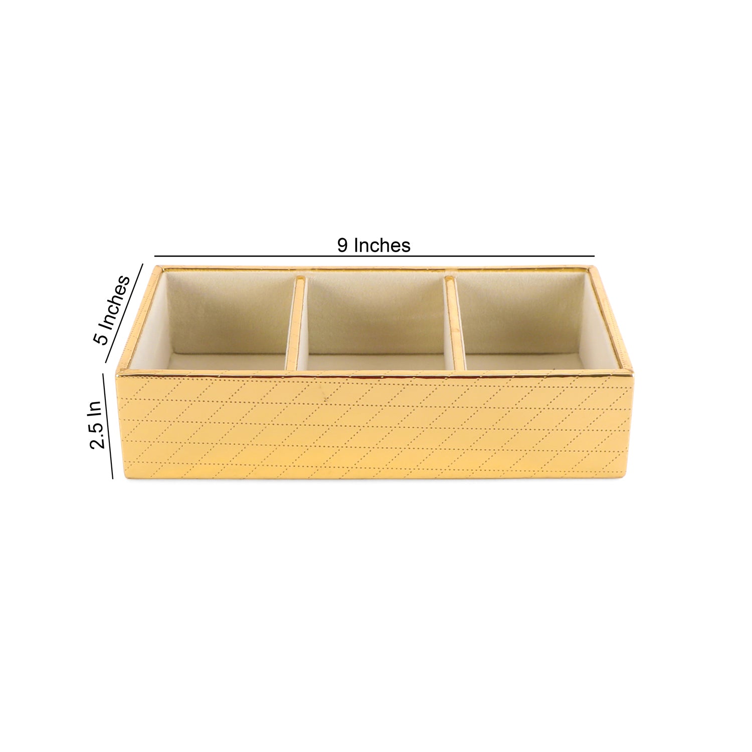 Jewellery Tray 3 Partition - Gold Jewellery Organiser 4- The Home Co.