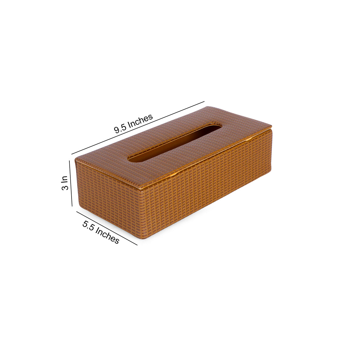 Tissue Box - Brown Leatherette Rectangle