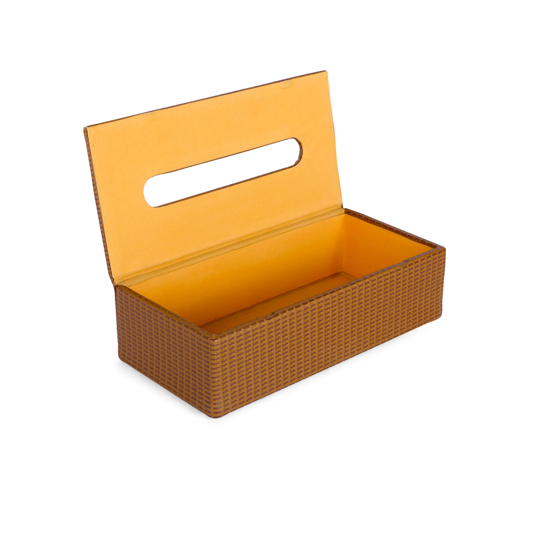 Tissue Box - Brown Leatherette Rectangle