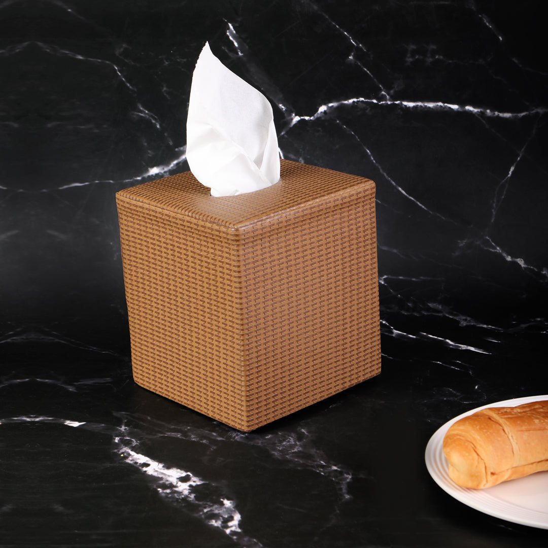 Tissue Box - Brown Leatherette 1- The Home Co.