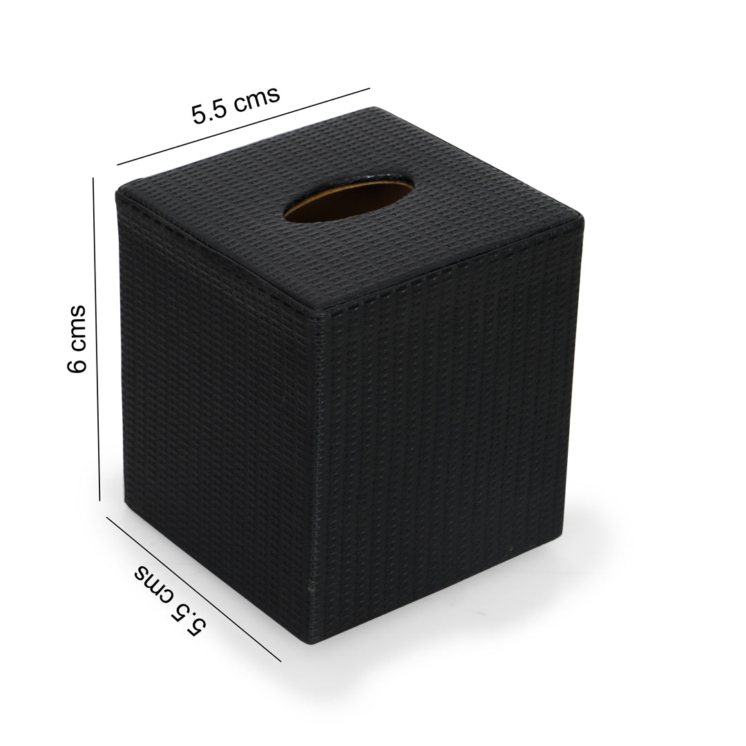 Tissue Box - Black Leatherette