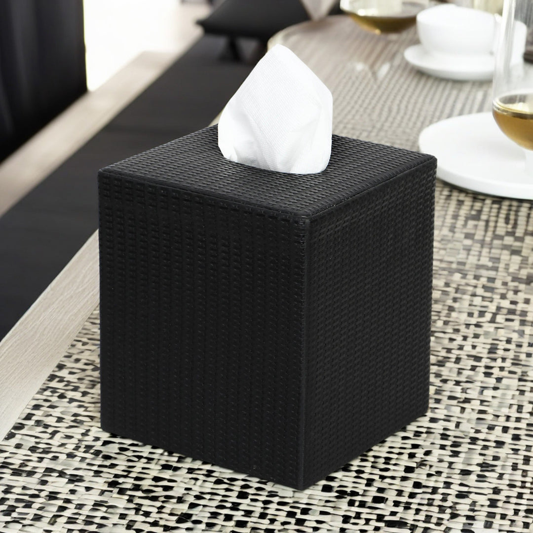 Tissue Box - Black Leatherette