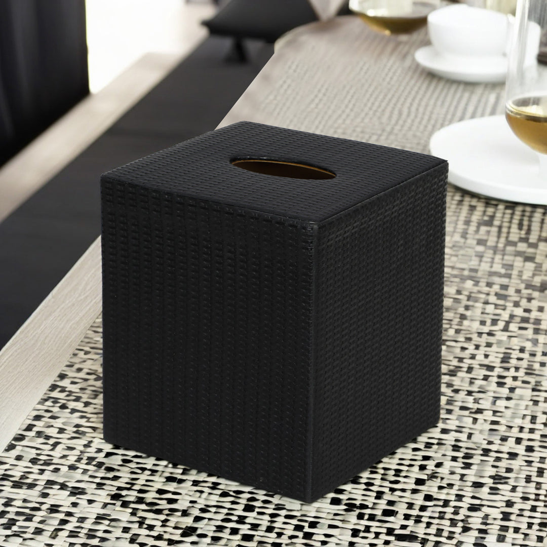 Tissue Box - Black Leatherette