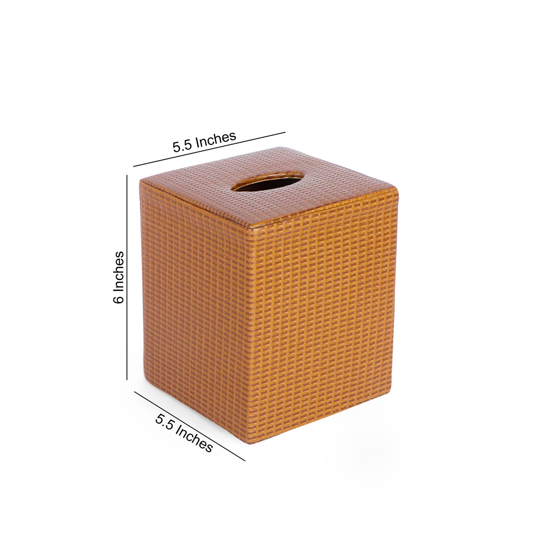 Tissue Box - Brown Leatherette 6- The Home Co.