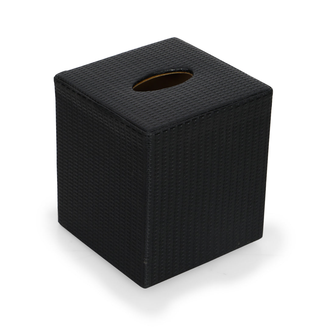 Tissue Box - Black Leatherette