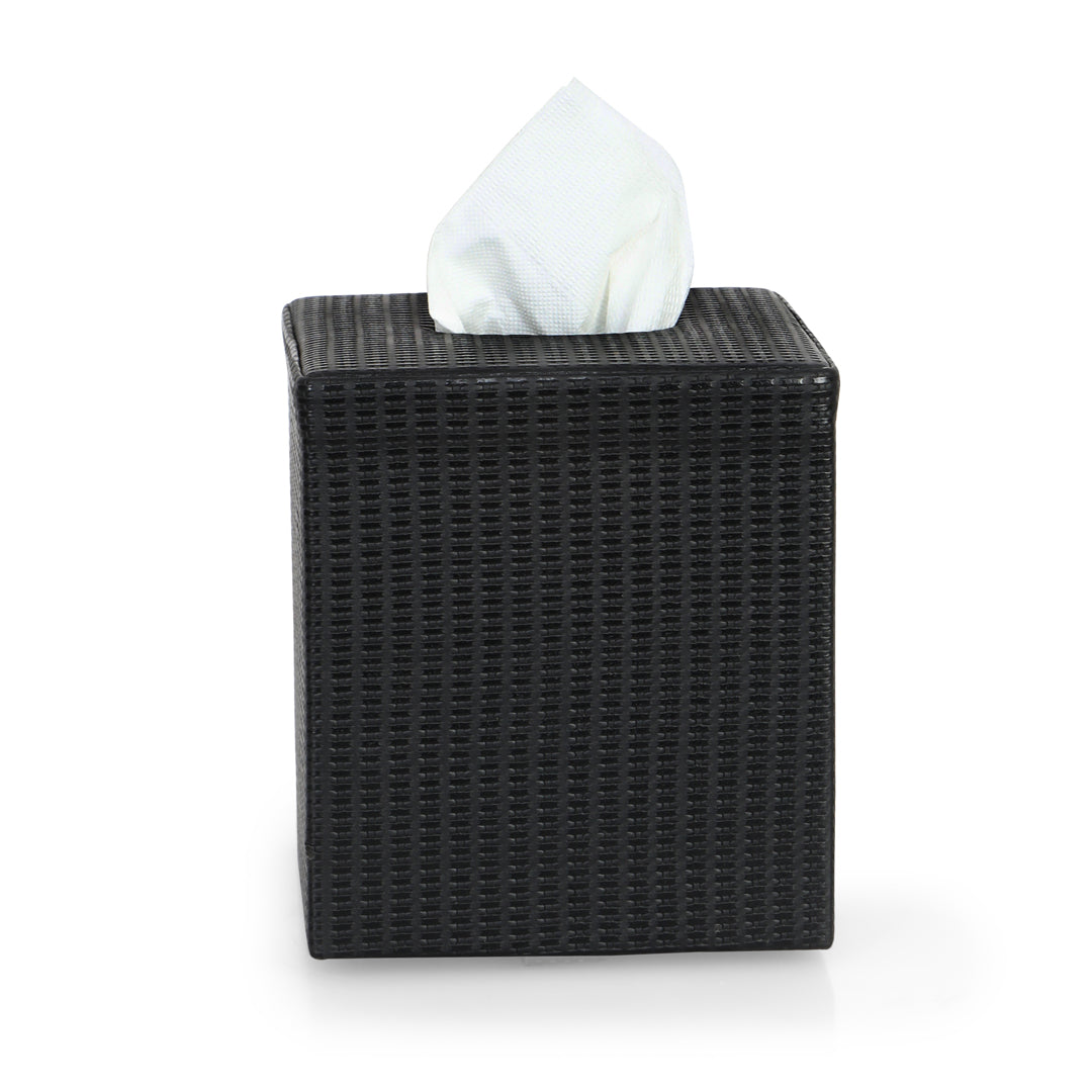 Tissue Box - Black Leatherette