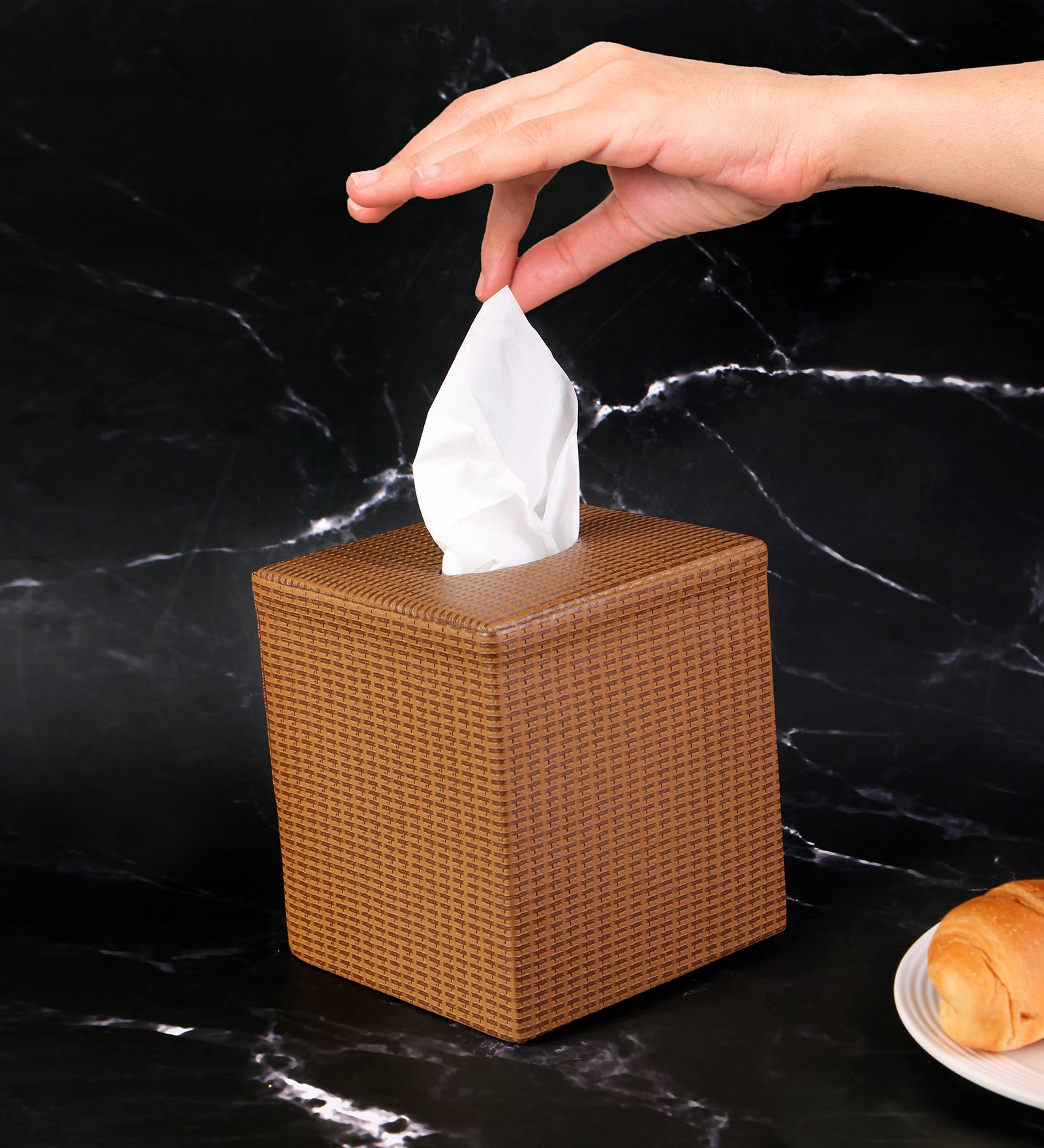 Tissue Box - Brown Leatherette