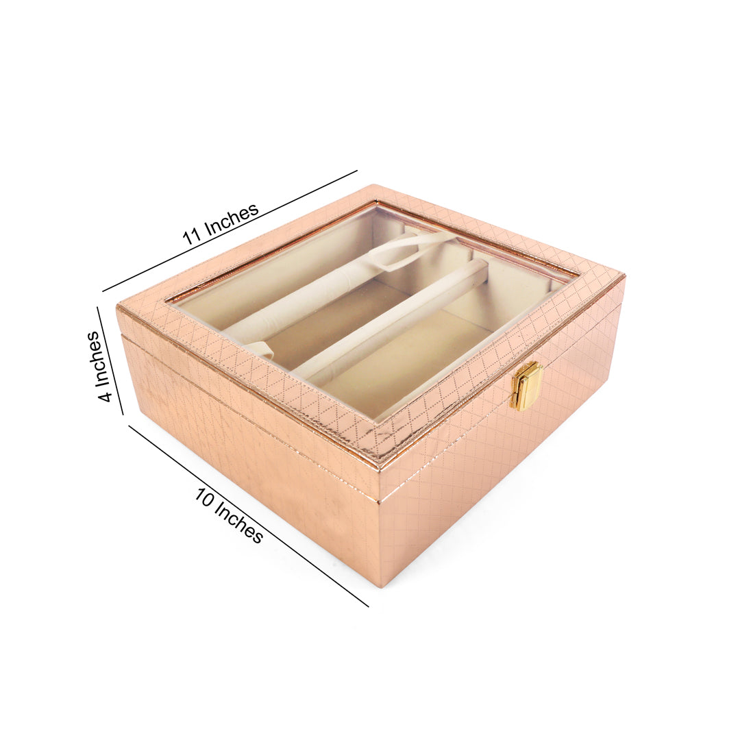 Bangle Box Three Rod Partition - Copper Bangle Storage Box 4- The Home Co.