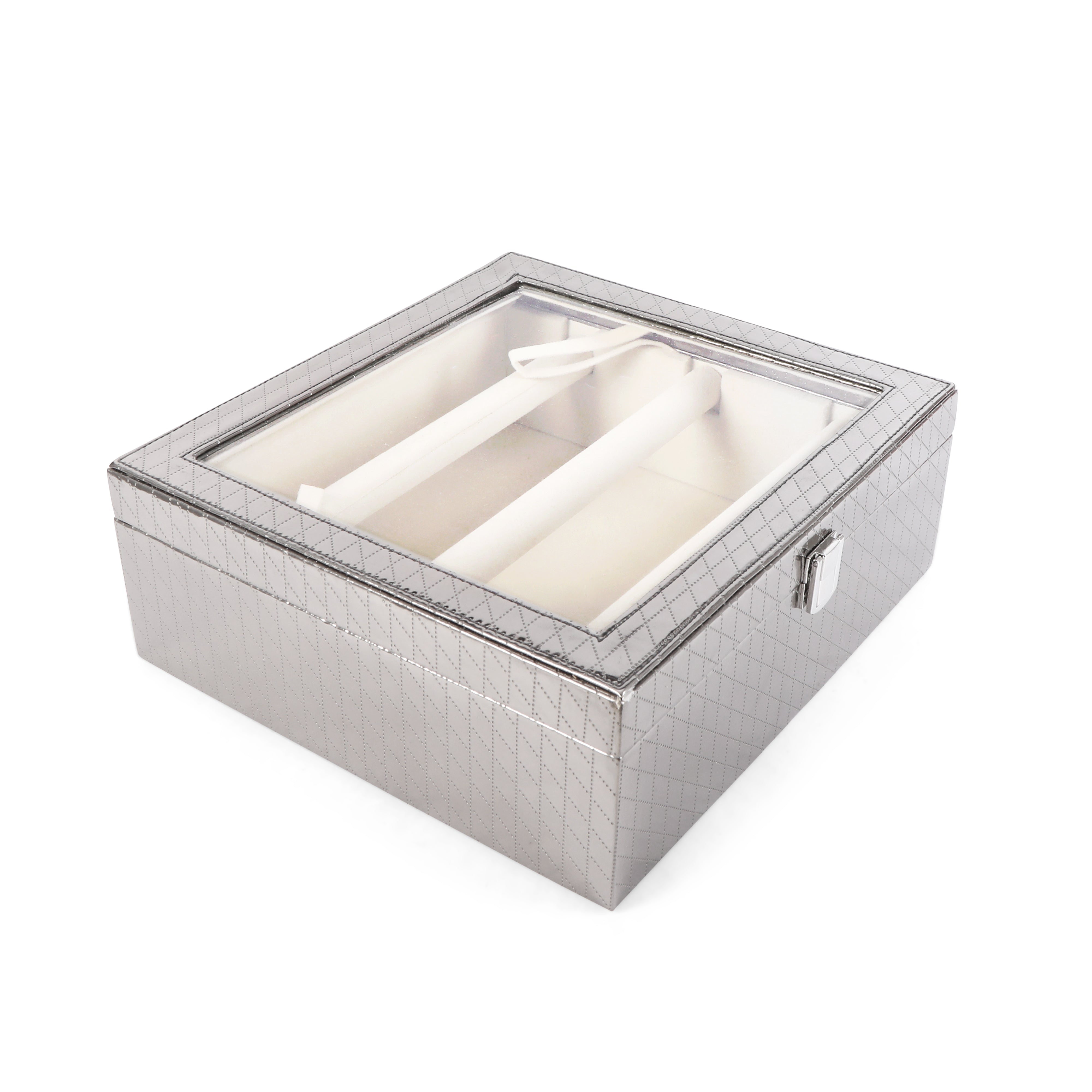 Bangle Box Three Rod Partition - Silver Bangle Storage Box 3- The Home Co.