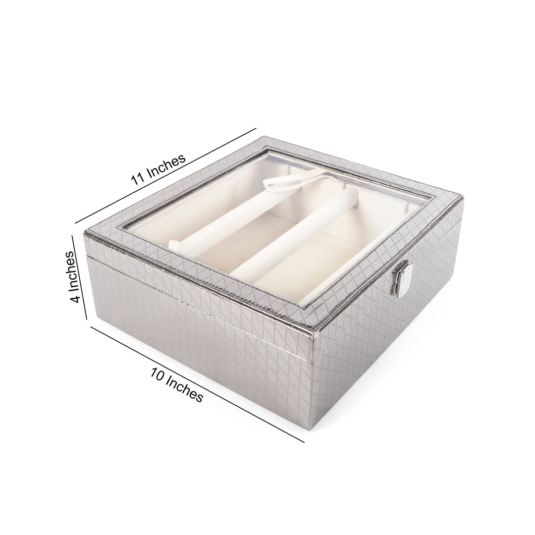 Bangle Box Three Rod Partition - Silver Bangle Storage Box 6- The Home Co.