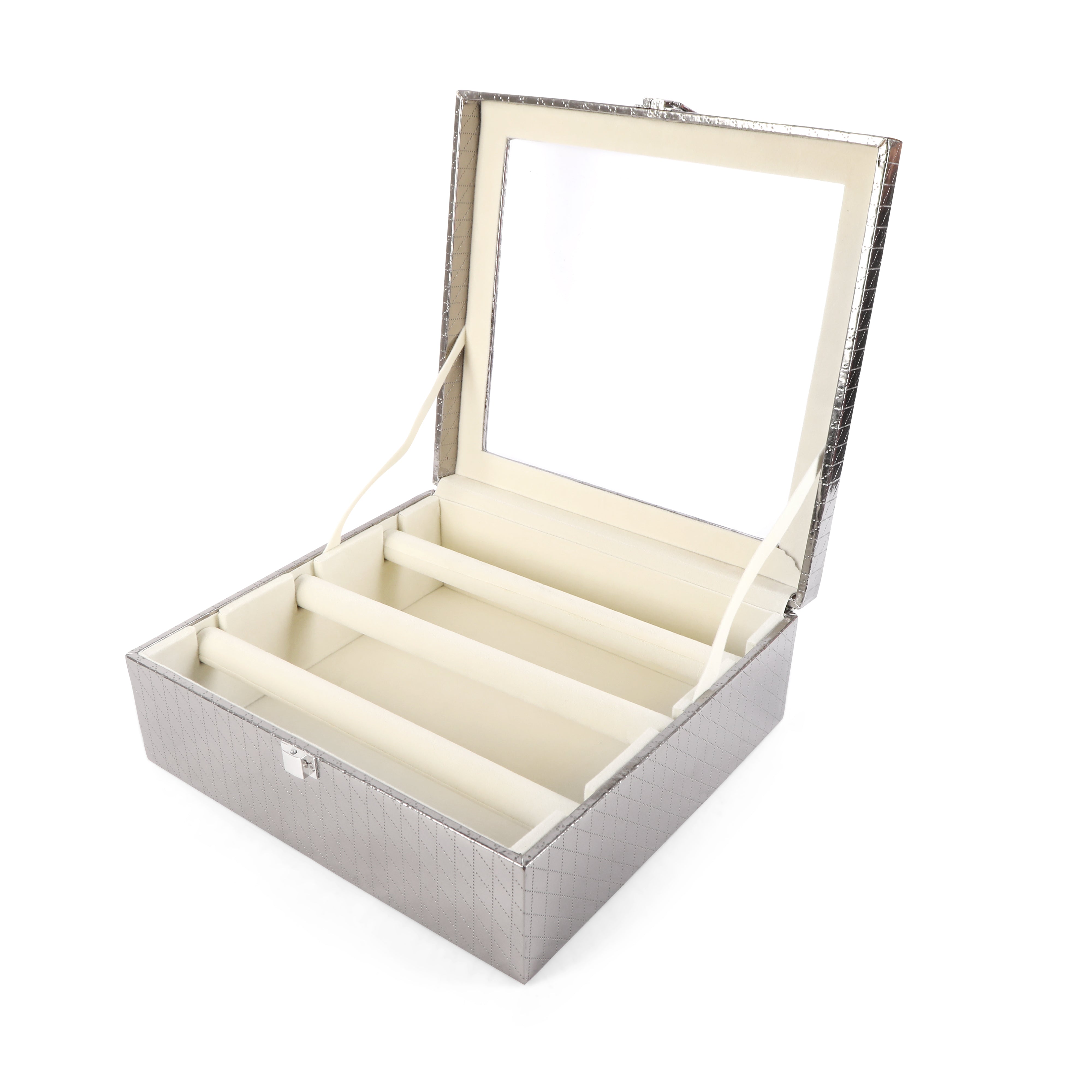 Bangle Box Three Rod Partition - Silver Bangle Storage Box 4- The Home Co.