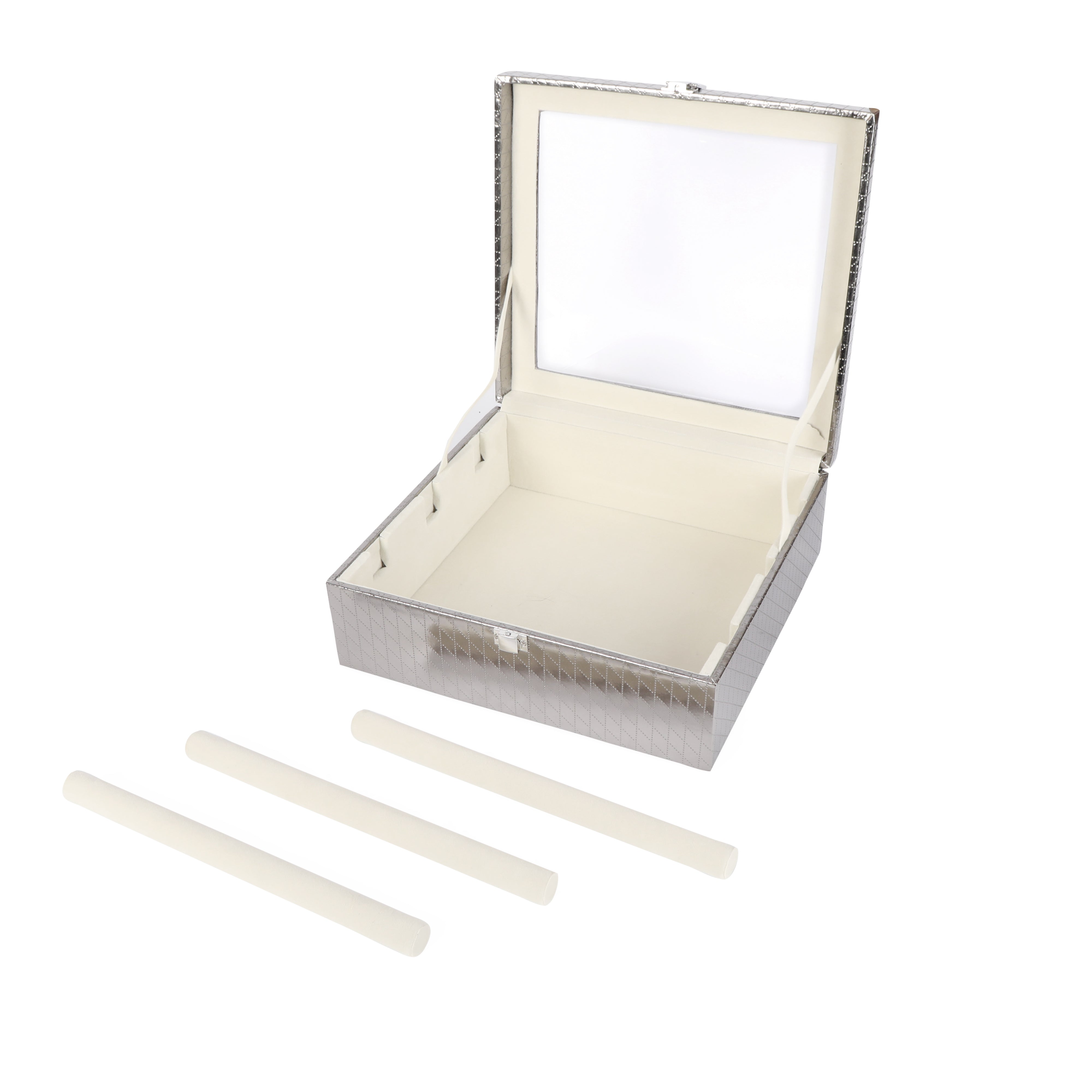 Bangle Box Three Rod Partition - Silver Bangle Storage Box 5- The Home Co.