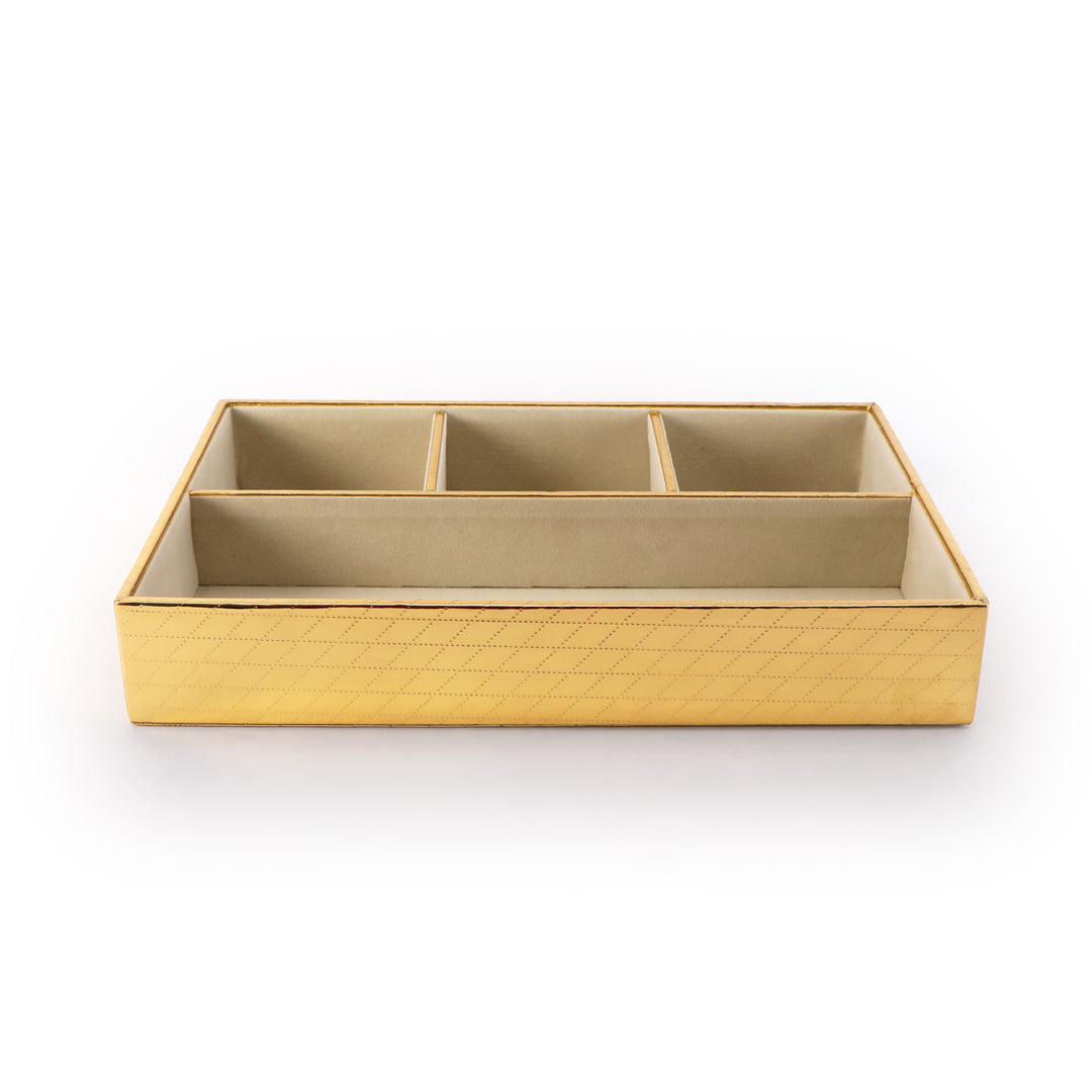 Jewellery Tray 4 Partition - Gold Jewellery Organiser 2- The Home Co.