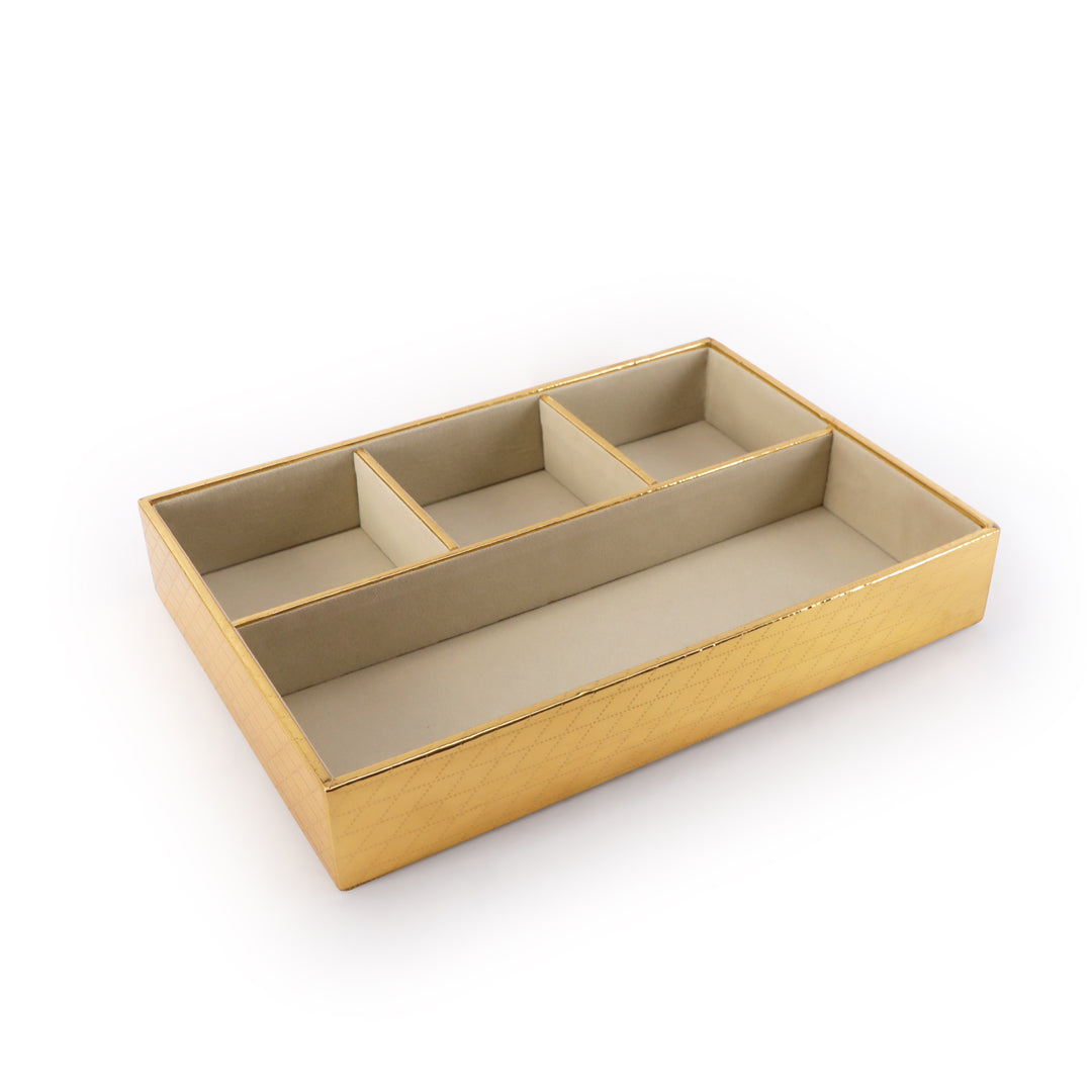 Jewellery Tray 4 Partition - Gold Jewellery Organiser 7- The Home Co.