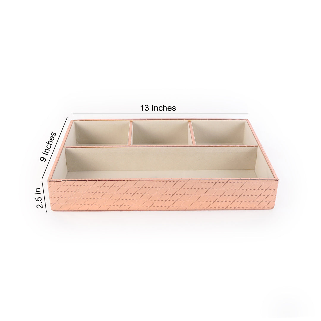 Jewellery Tray 4 Partition - Copper Jewellery Organiser 2- The Home Co.