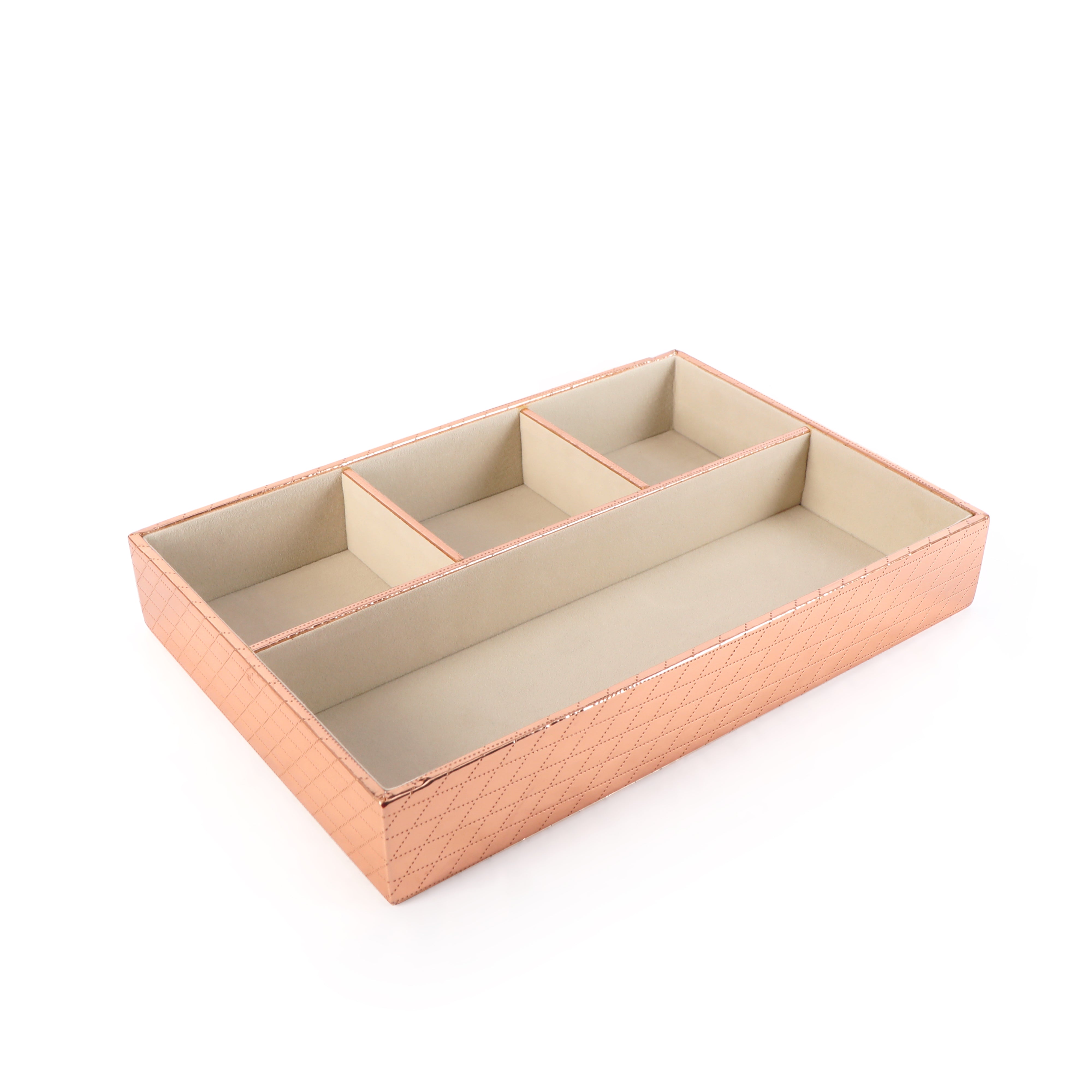 Leatherette Jewellery Tray 4 Partition - Copper