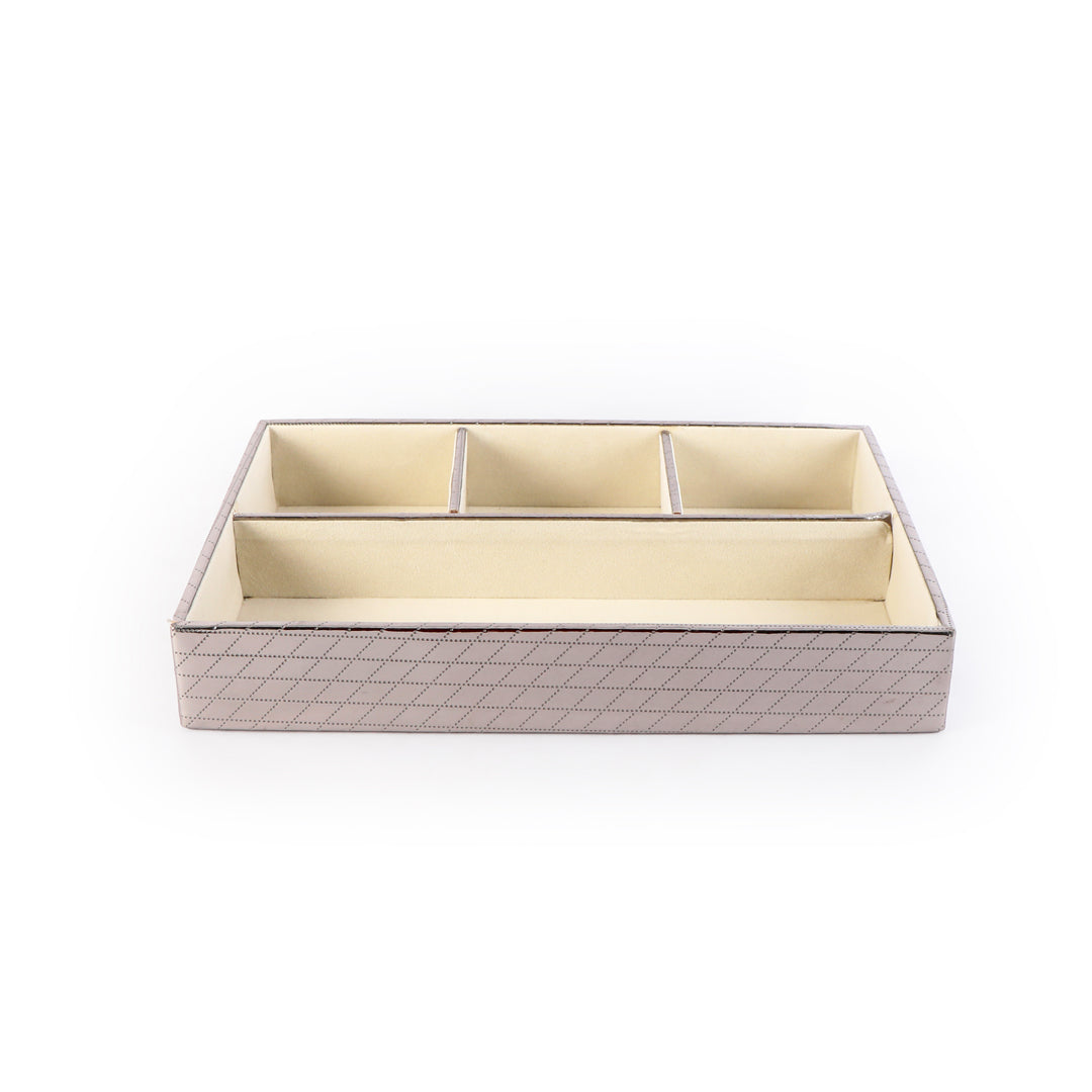 Jewellery Tray 4 Partition - Silver Jewellery Organiser 1- The Home Co.