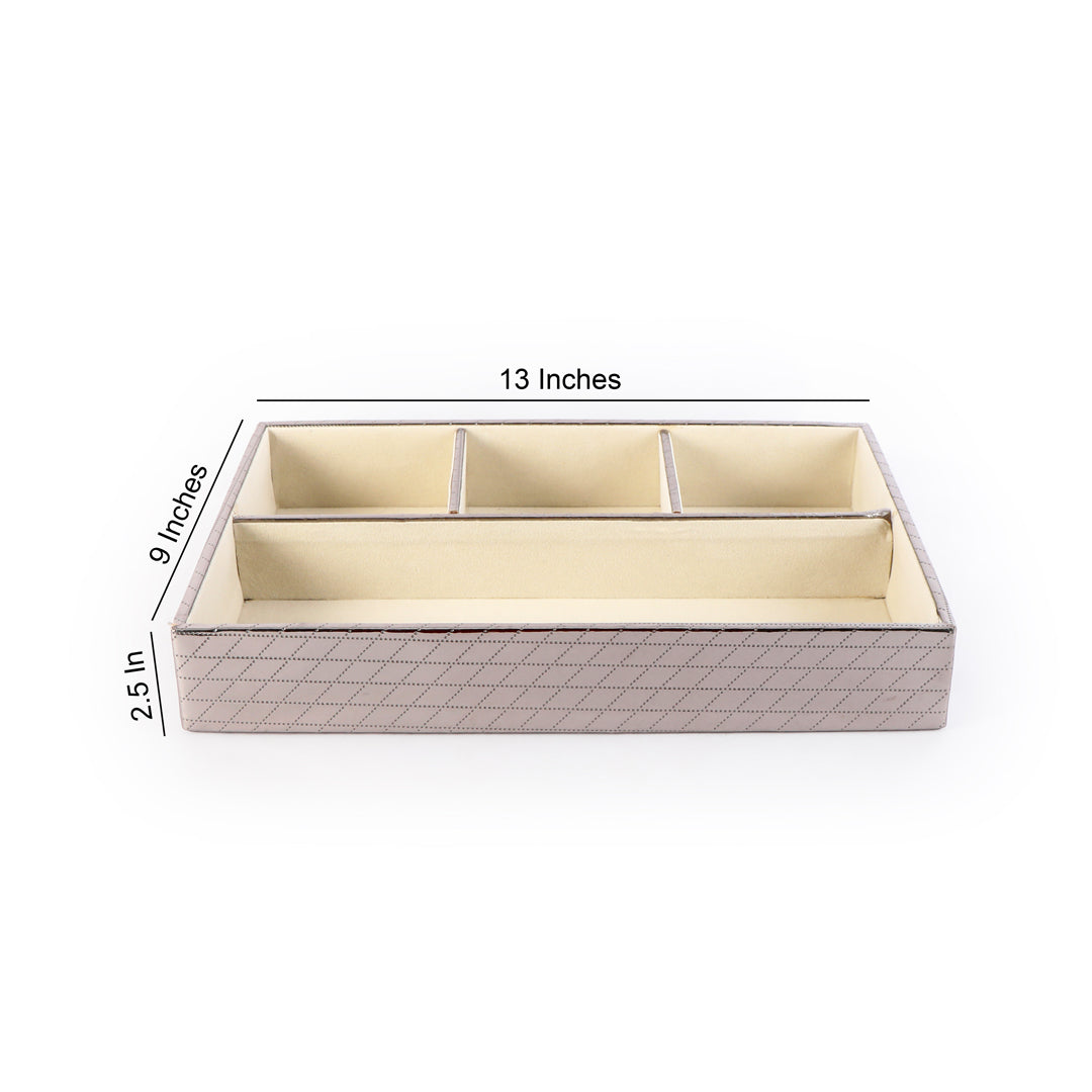 Jewellery Tray 4 Partition - Silver Jewellery Organiser 2- The Home Co.