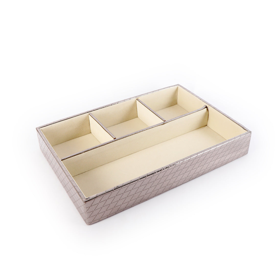 Jewellery Tray 4 Partition - Silver Jewellery Organiser 5- The Home Co.