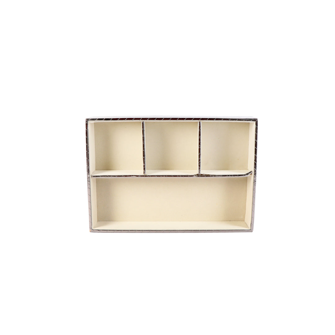 Jewellery Tray 4 Partition - Silver Jewellery Organiser 3- The Home Co.