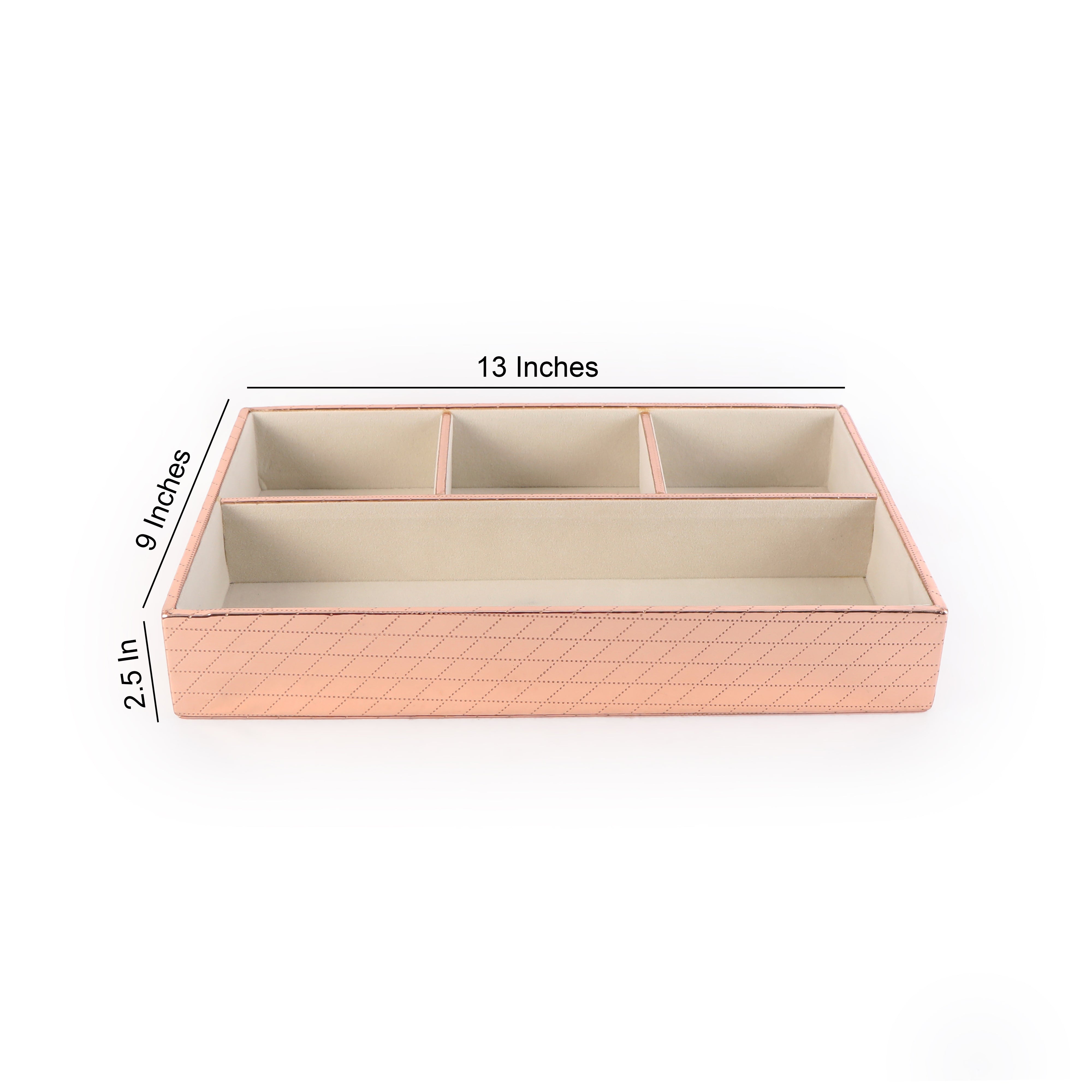 Leatherette Jewellery Tray 4 Partition - Copper