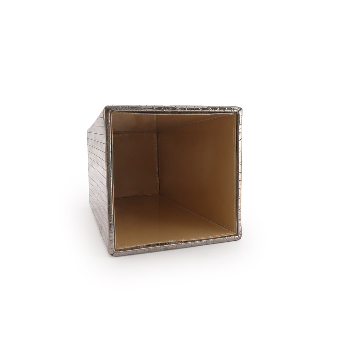 Dustbin - Silver Burberry Leatherette - The Home Co.