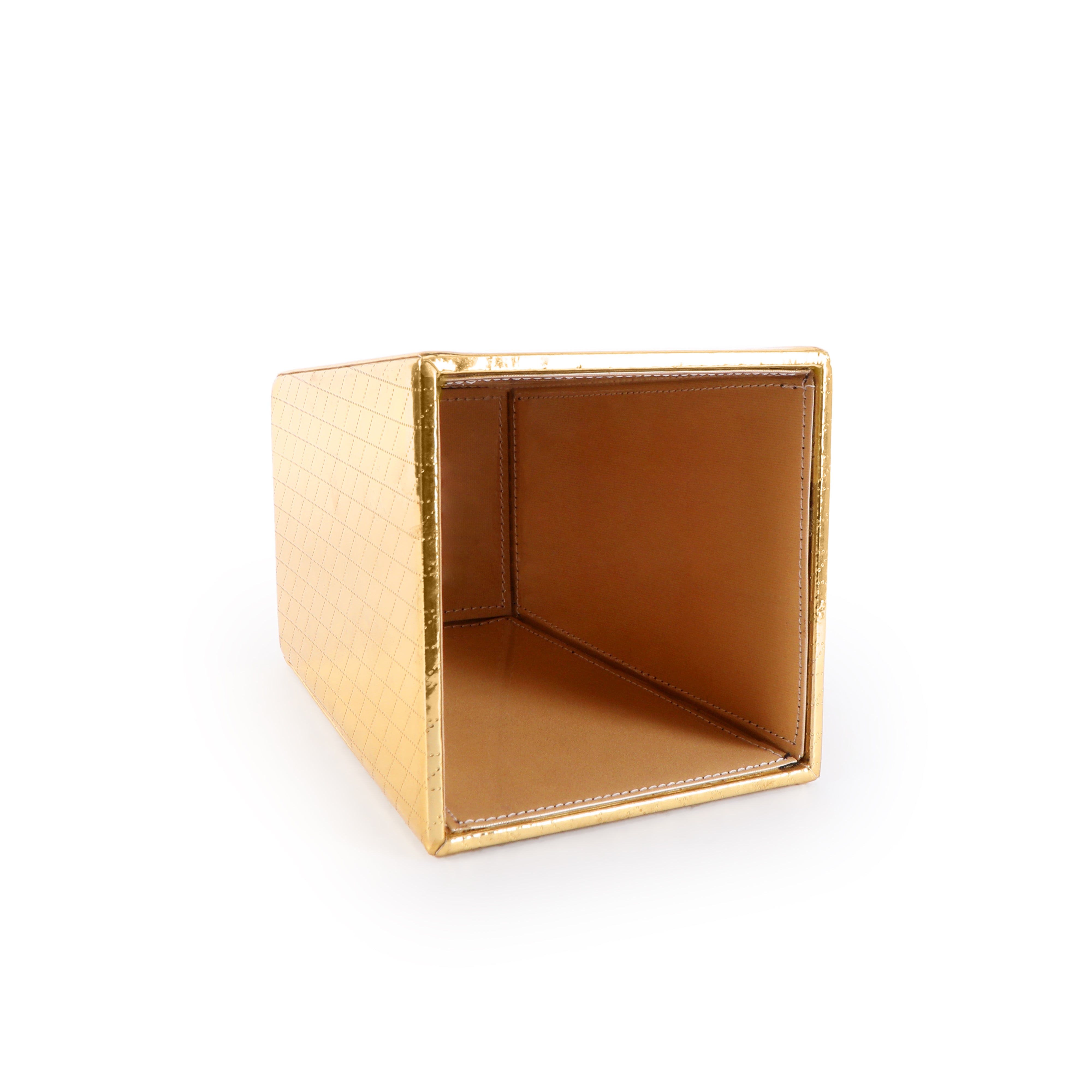 Dustbin - Gold Burberry Leatherette - The Home Co