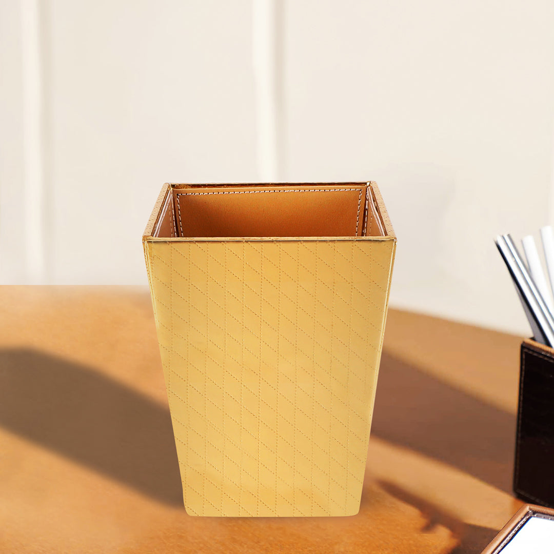 Dustbin - Gold Burberry Leatherette - The Home Co