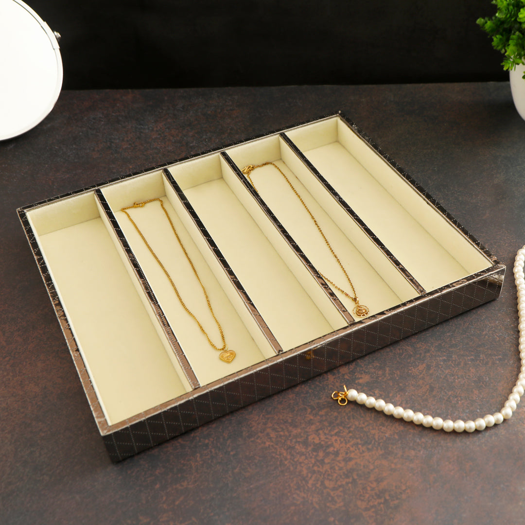 Jewellery Tray 5 Partition  - Silver Jewellery Organiser - The Home Co.