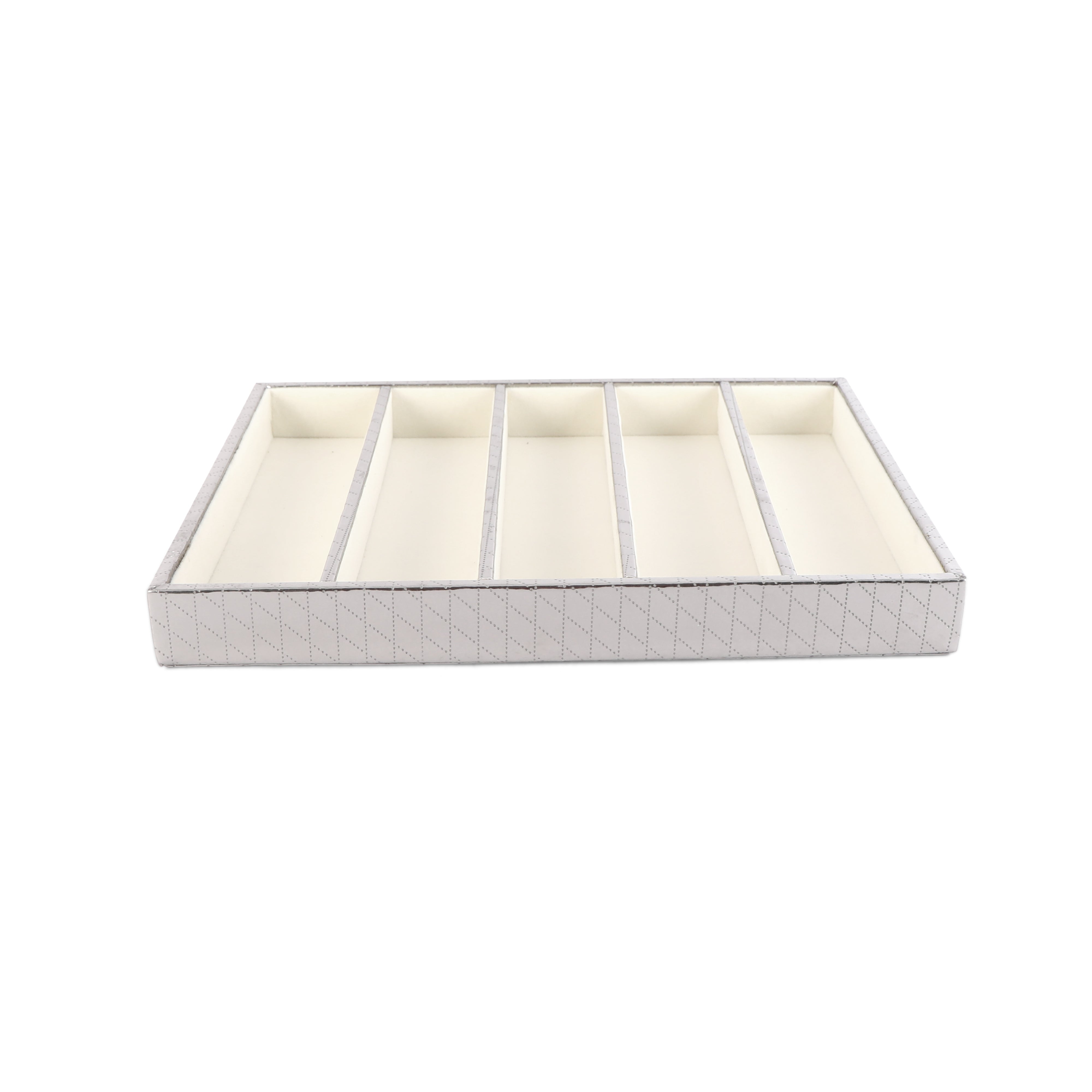 Leatherette Jewellery Tray 5 Partition - Silver