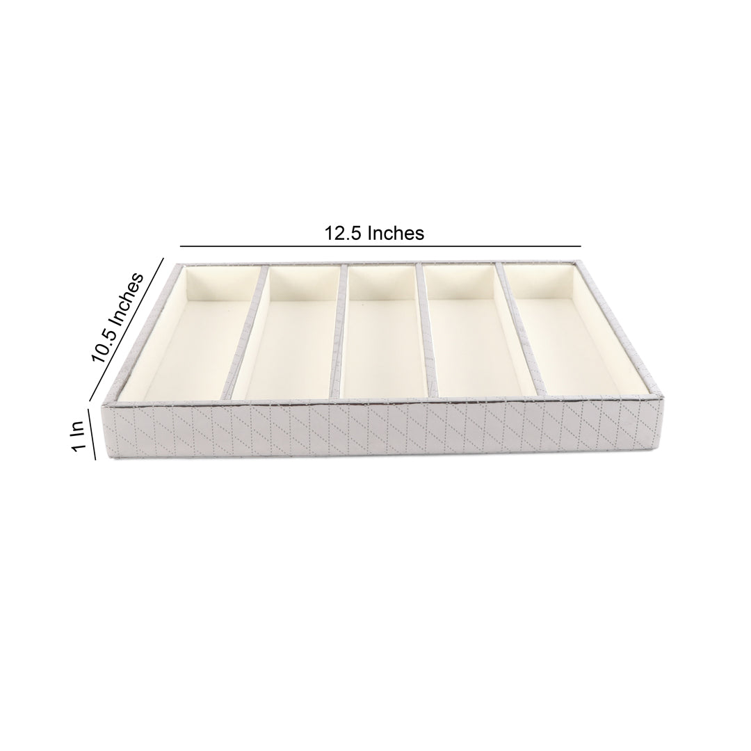 Jewellery Tray 5 Partition  - Silver Jewellery Organiser 4- The Home Co.