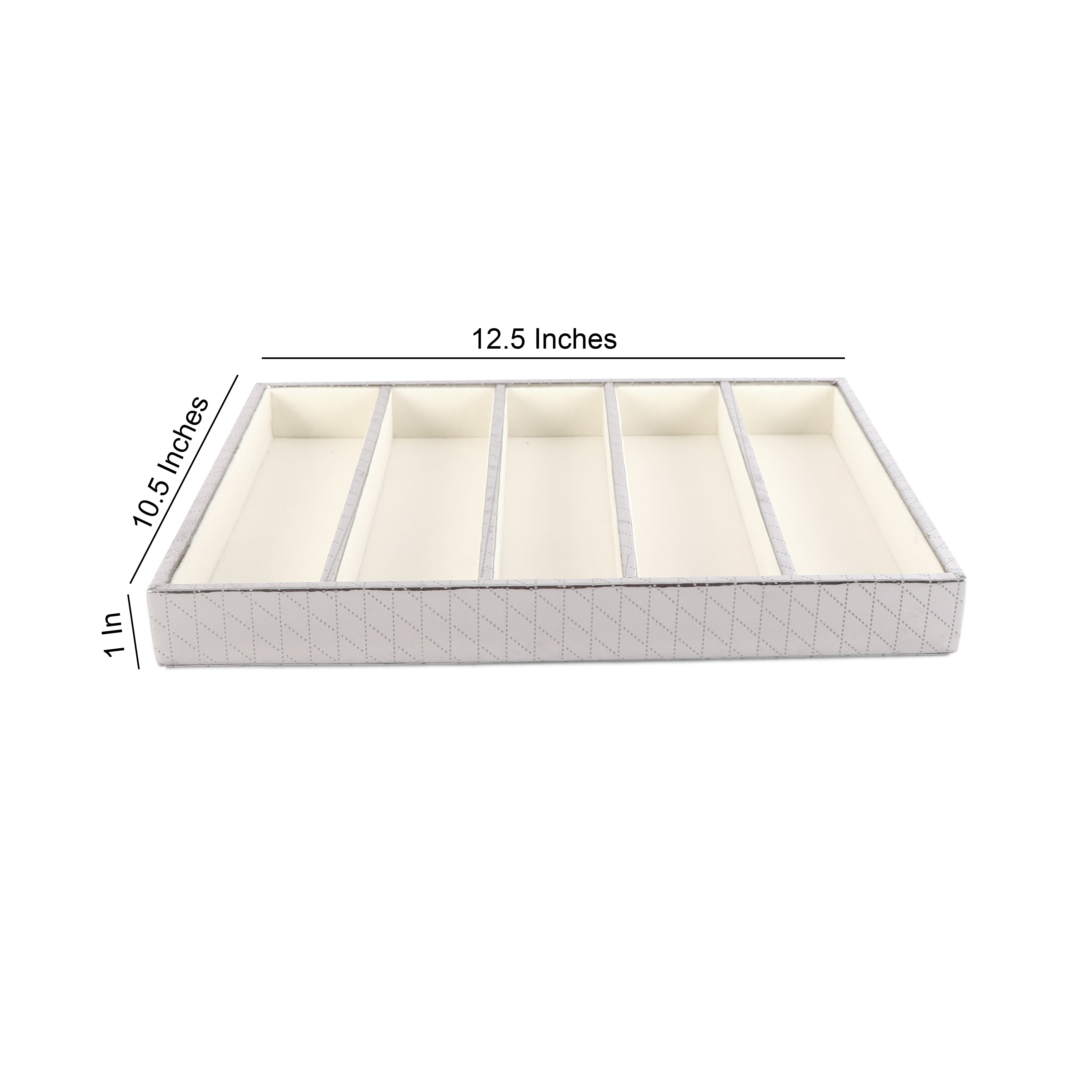 Leatherette Jewellery Tray 5 Partition - Silver