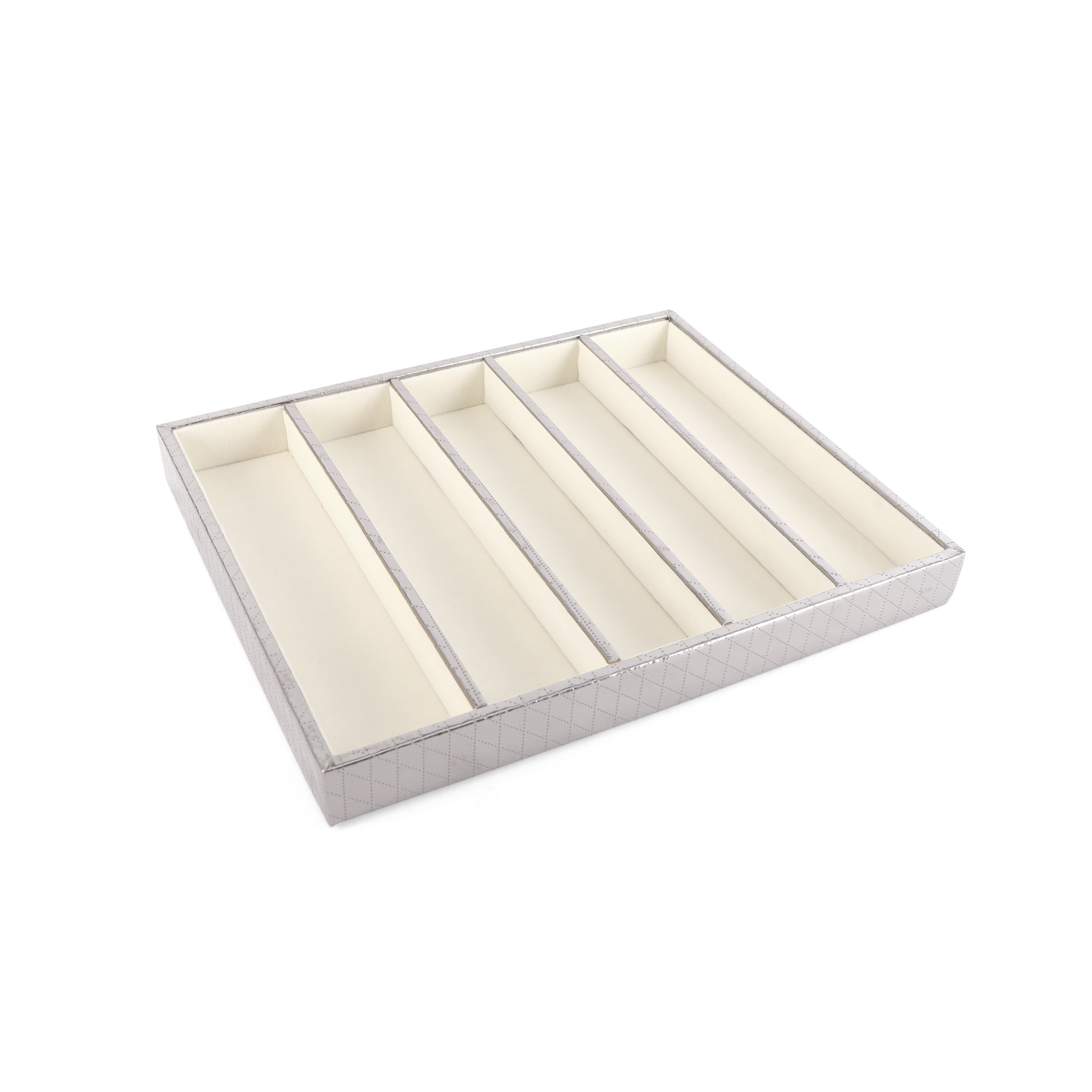 Leatherette Jewellery Tray 5 Partition - Silver