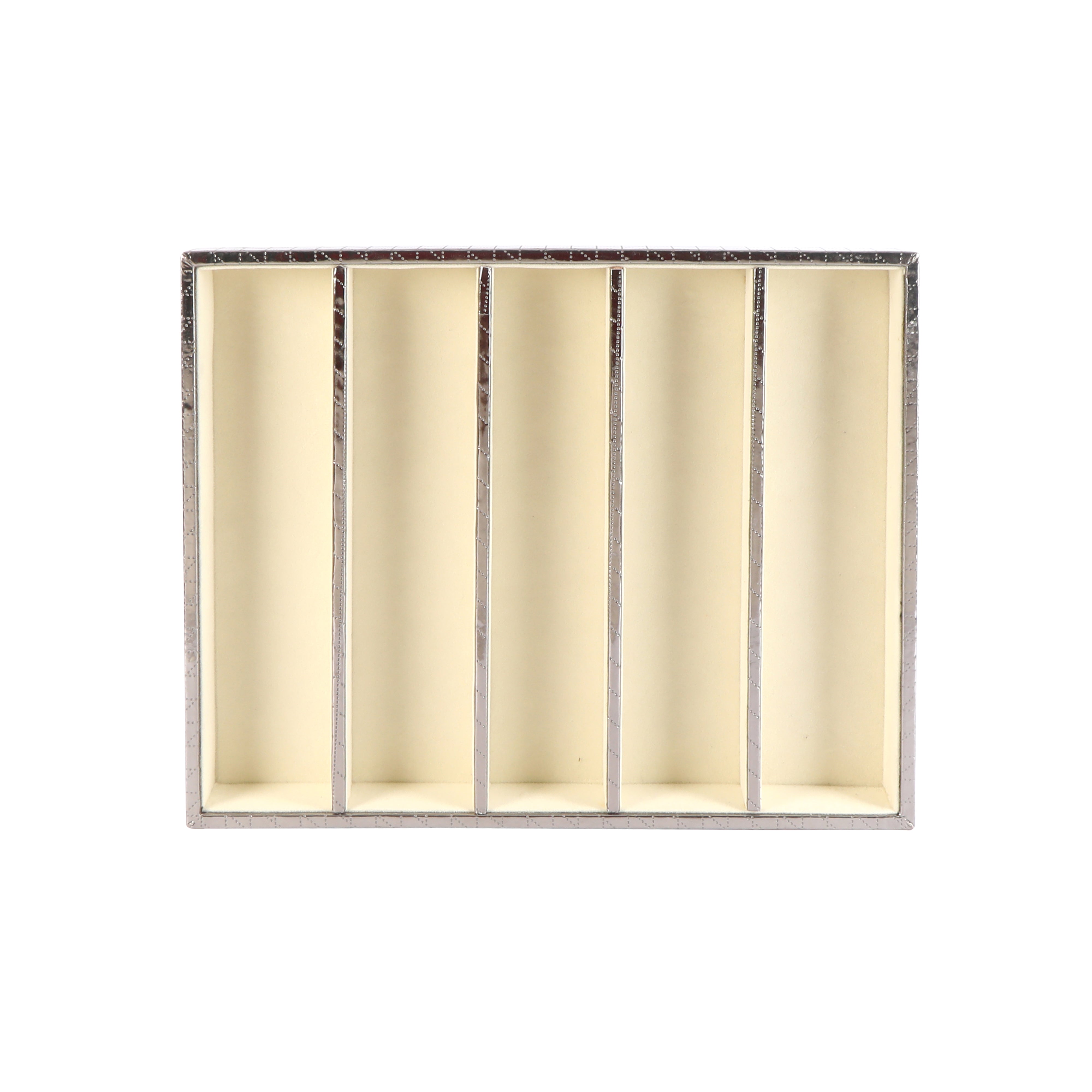 Leatherette Jewellery Tray 5 Partition - Silver