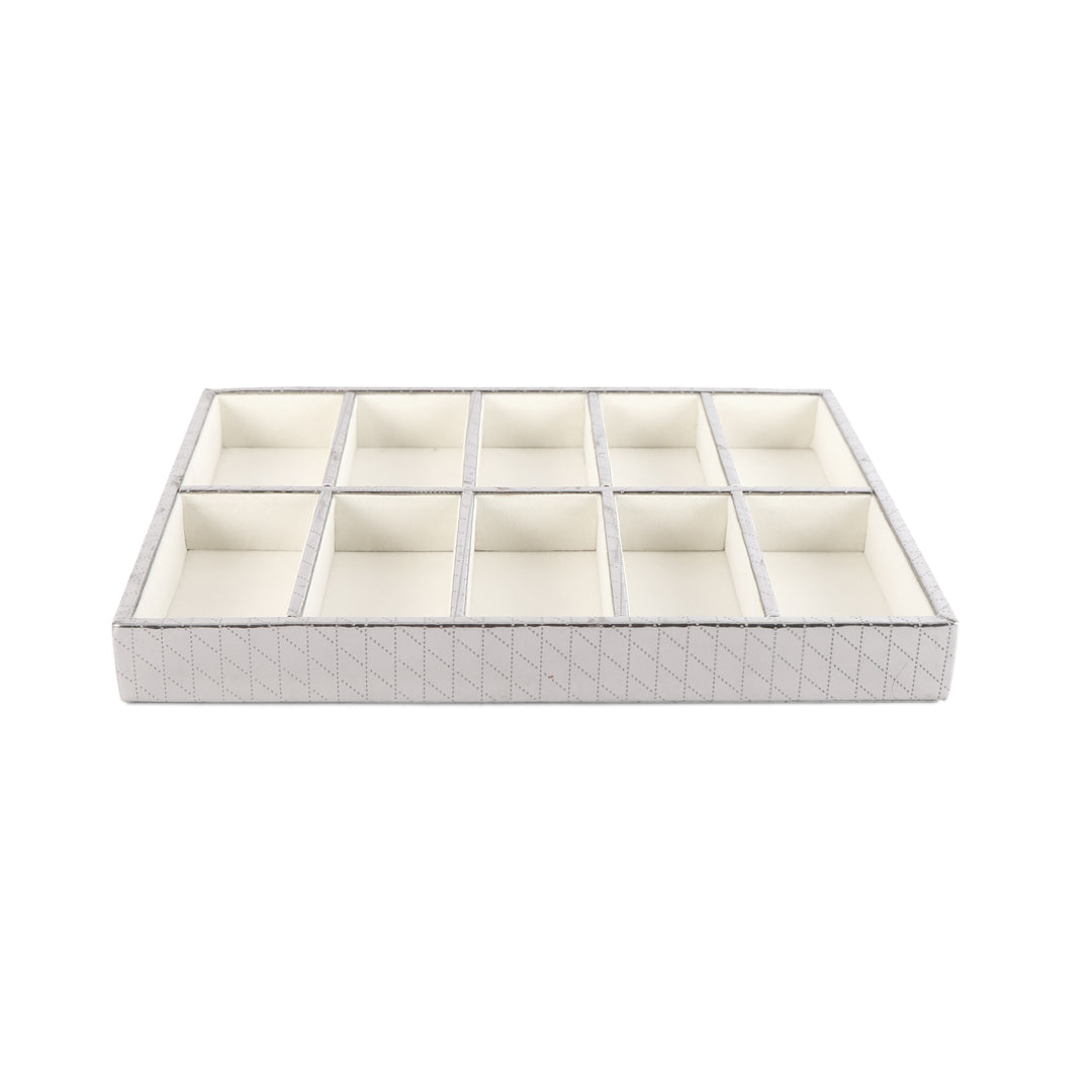 Jewellery Tray 10 Partition - Silver Jewellery Organiser 3- The Home Co.