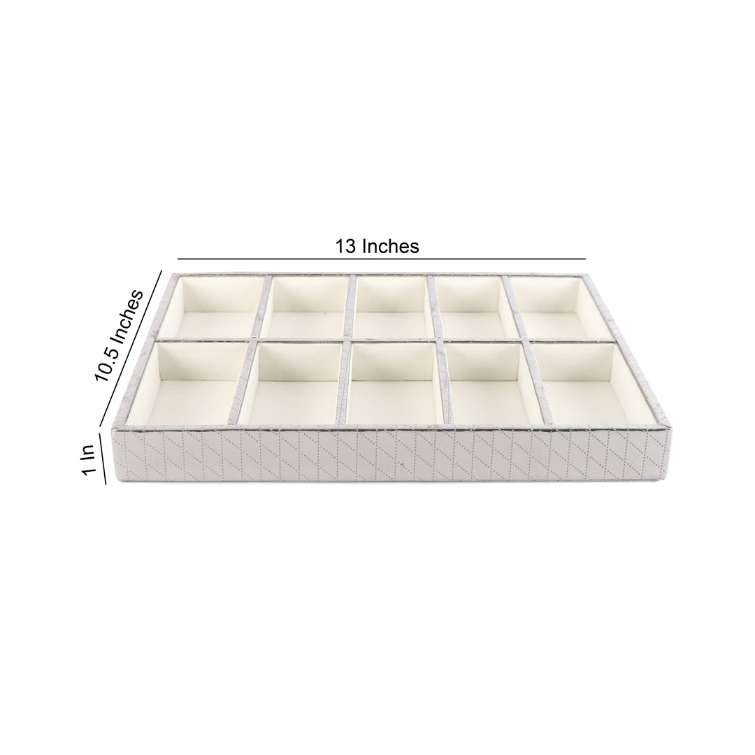 Jewellery Tray 10 Partition - Silver Jewellery Organiser 2- The Home Co.