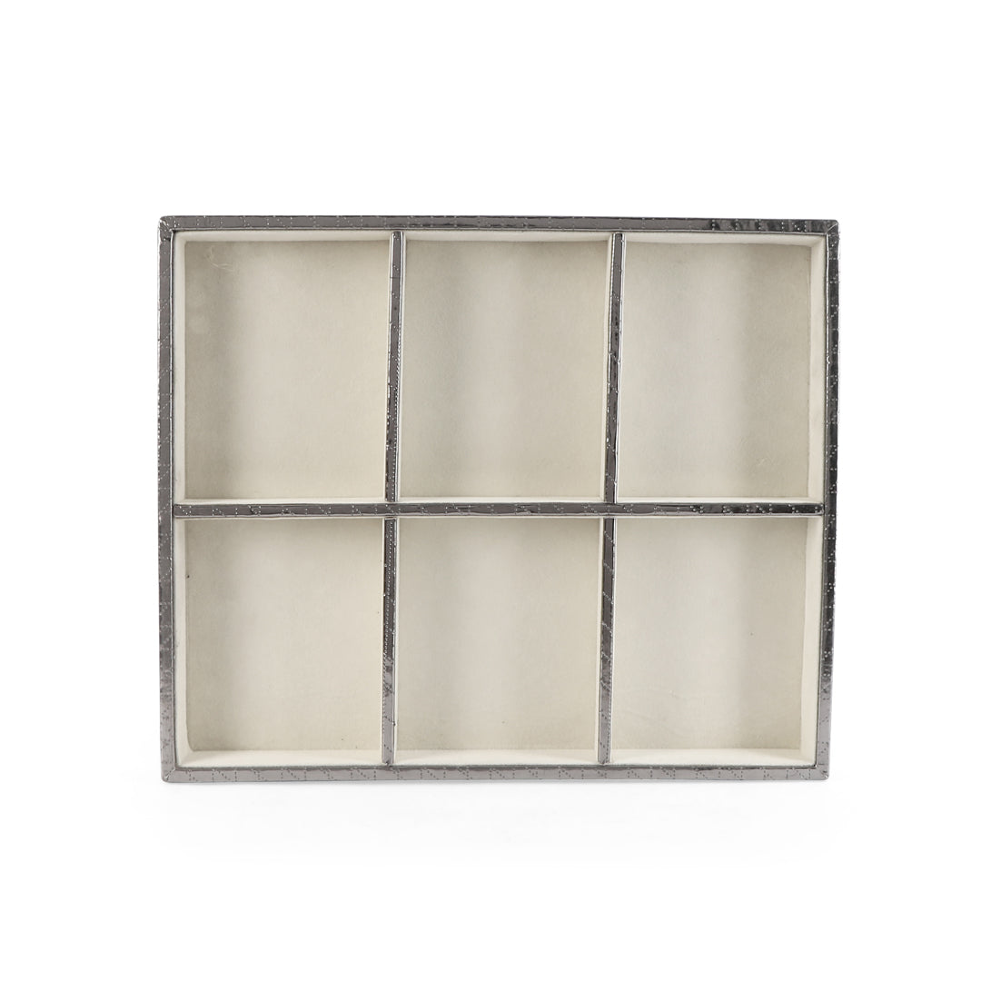 Jewellery Tray 6 Partition  - Silver Jewellery Organiser 3- The Home Co.