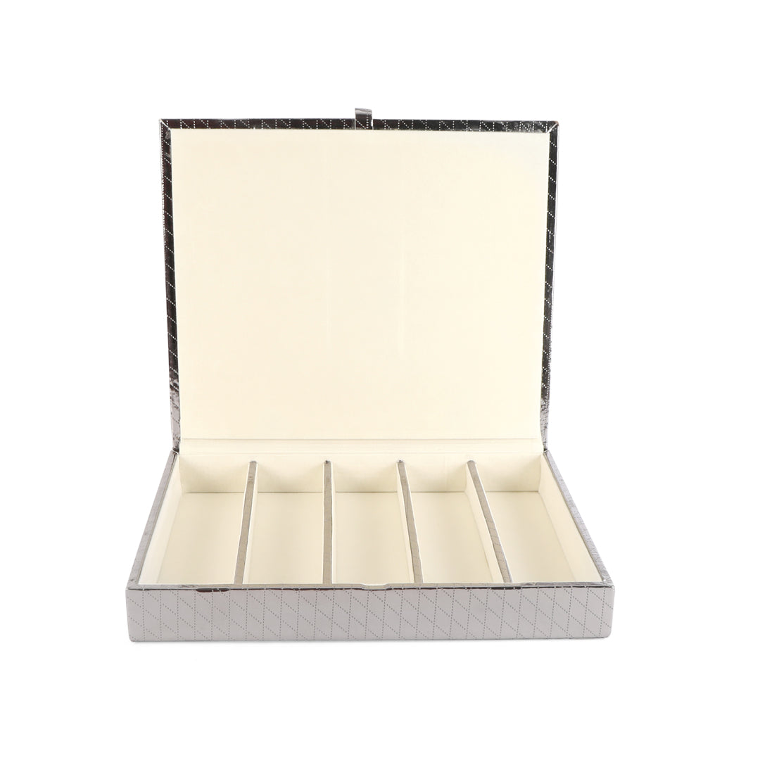 Jewellery Box 5 Partition - Silver Watch Box 1- The Home Co.