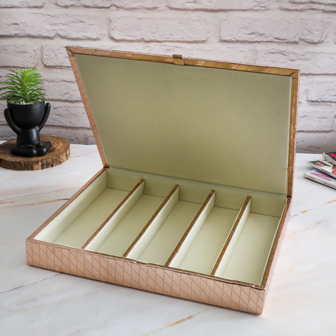 Jewellery Box 5 Partition - Copper Watch Box 2- The Home Co.