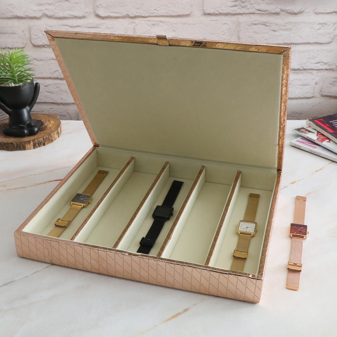 Jewellery Box 5 Partition - Copper Watch Box - The Home Co.