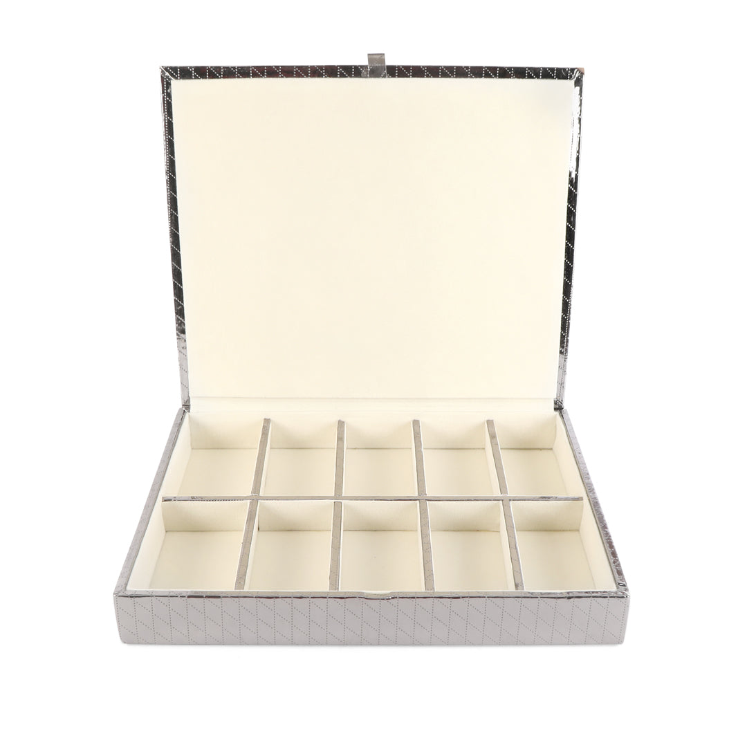 Jewellery Box 10 Partition - Silver Jewellery Organiser 3- The Home Co.