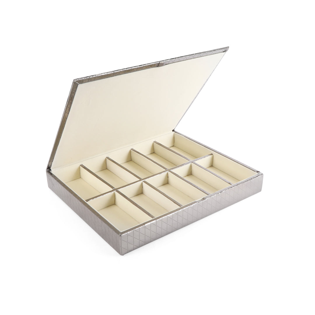 Jewellery Box 10 Partition - Silver Jewellery Organiser 5- The Home Co.