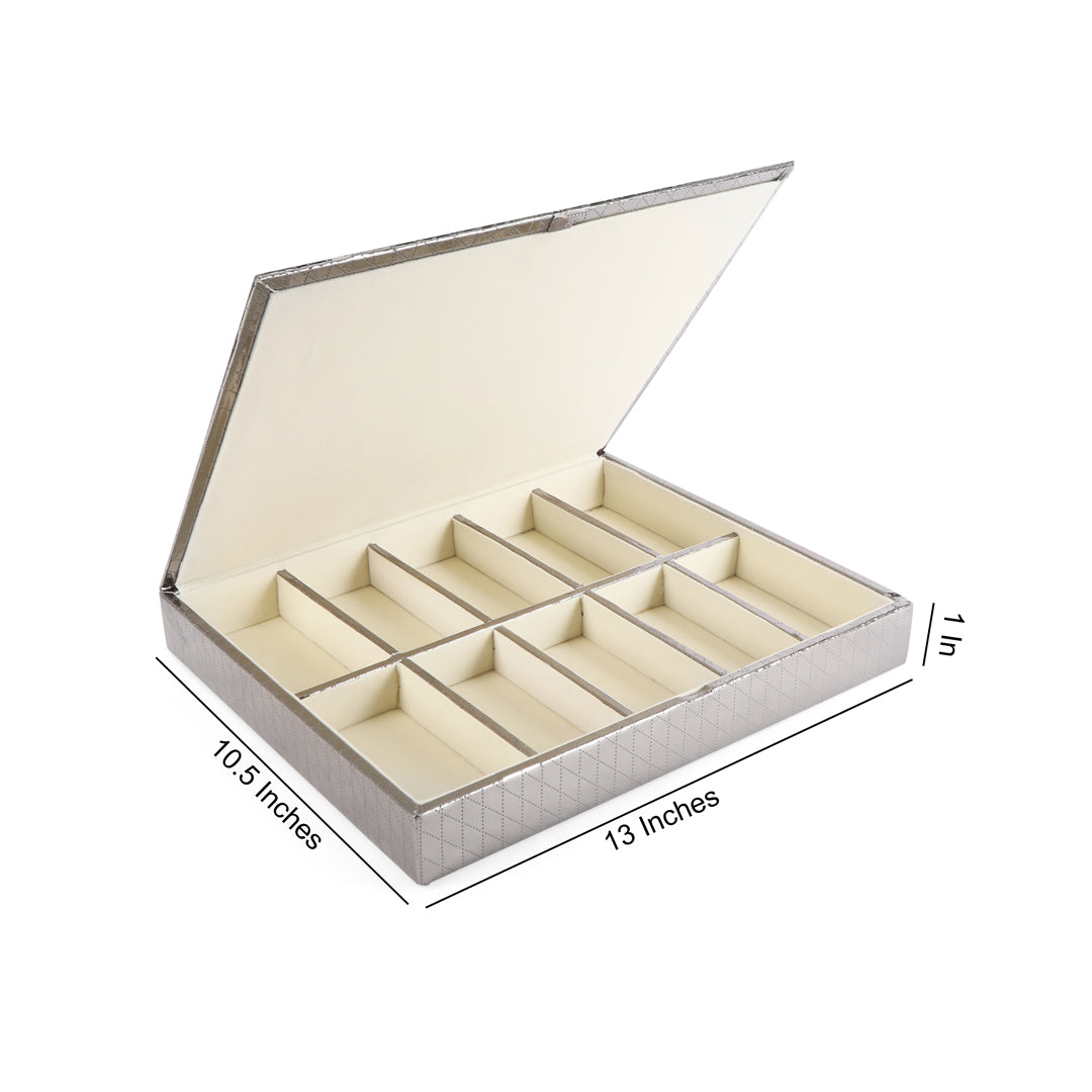 Jewellery Box 10 Partition - Silver Jewellery Organiser 4- The Home Co.