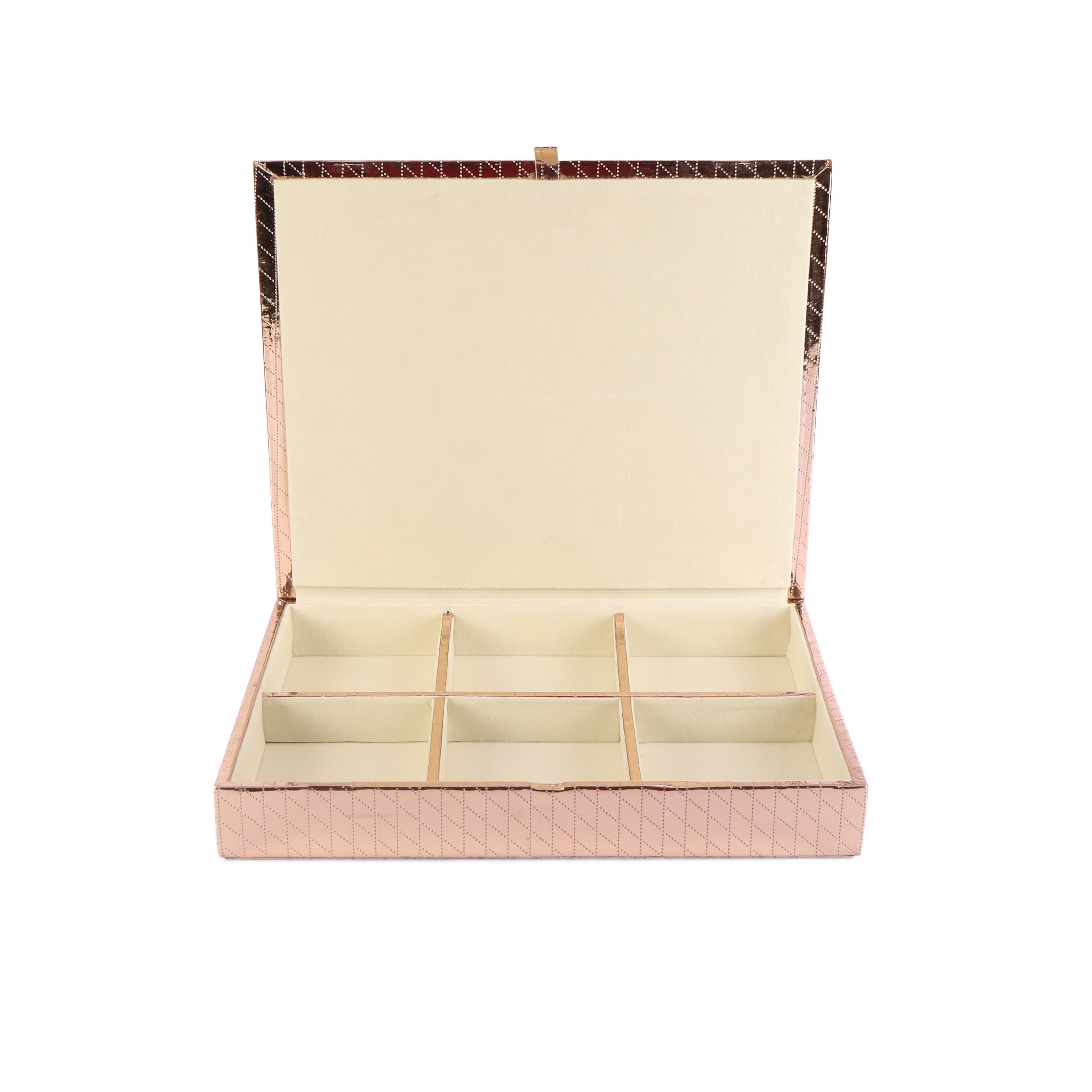 Leatherette Jewellery Box 6 Partition - Copper