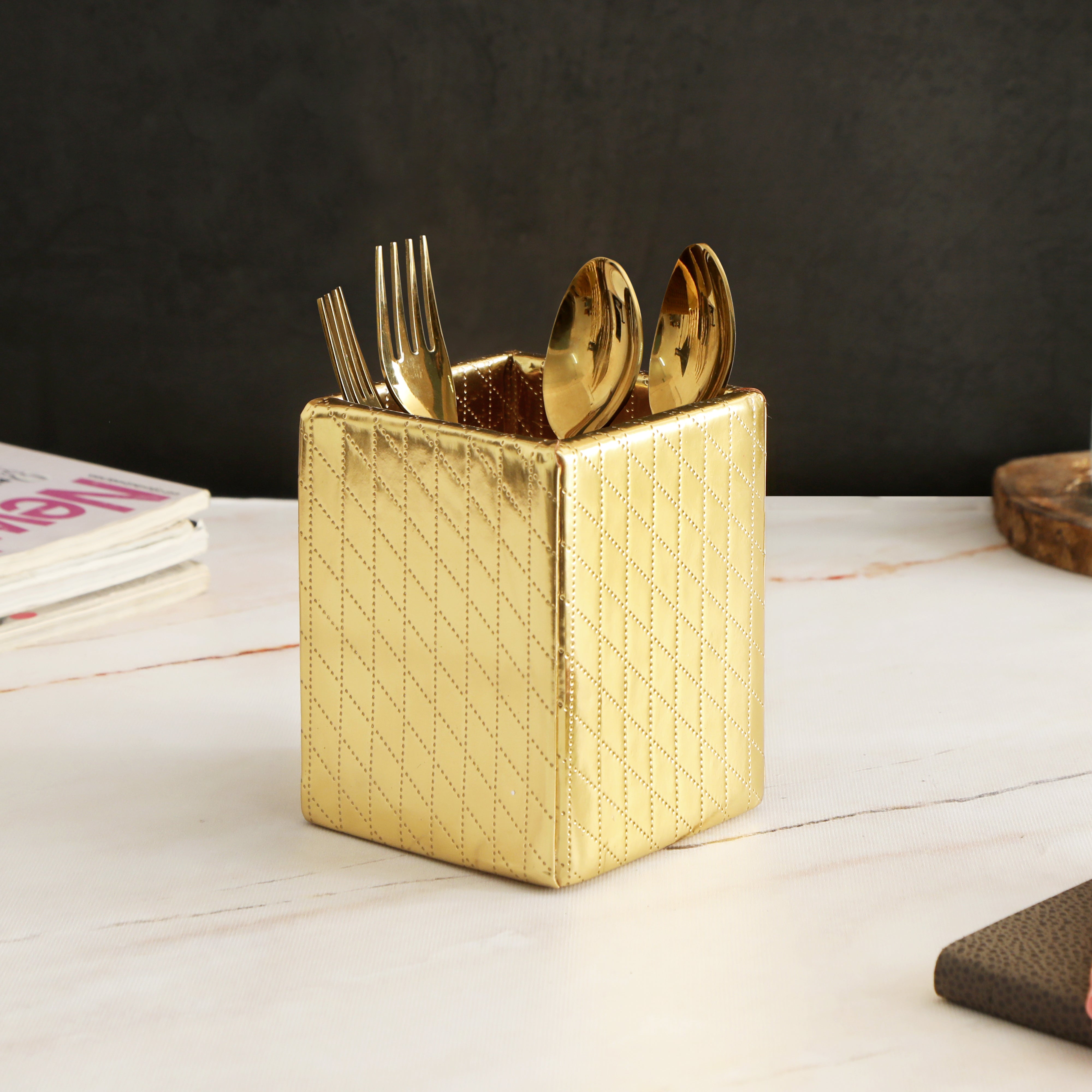 Leatherette Holder - Gold