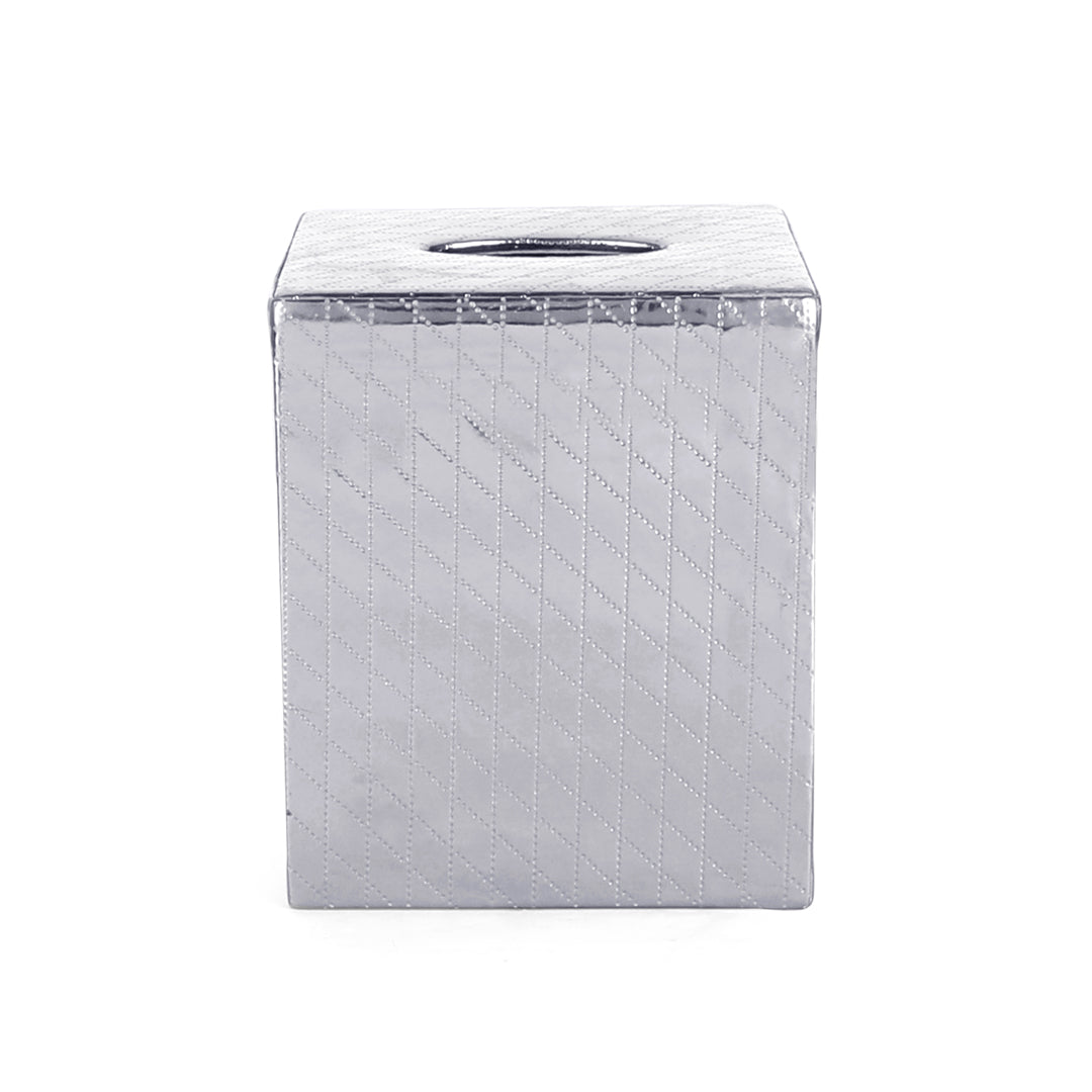 Tissue Box - Silver Leatherette 3- The Home Co.