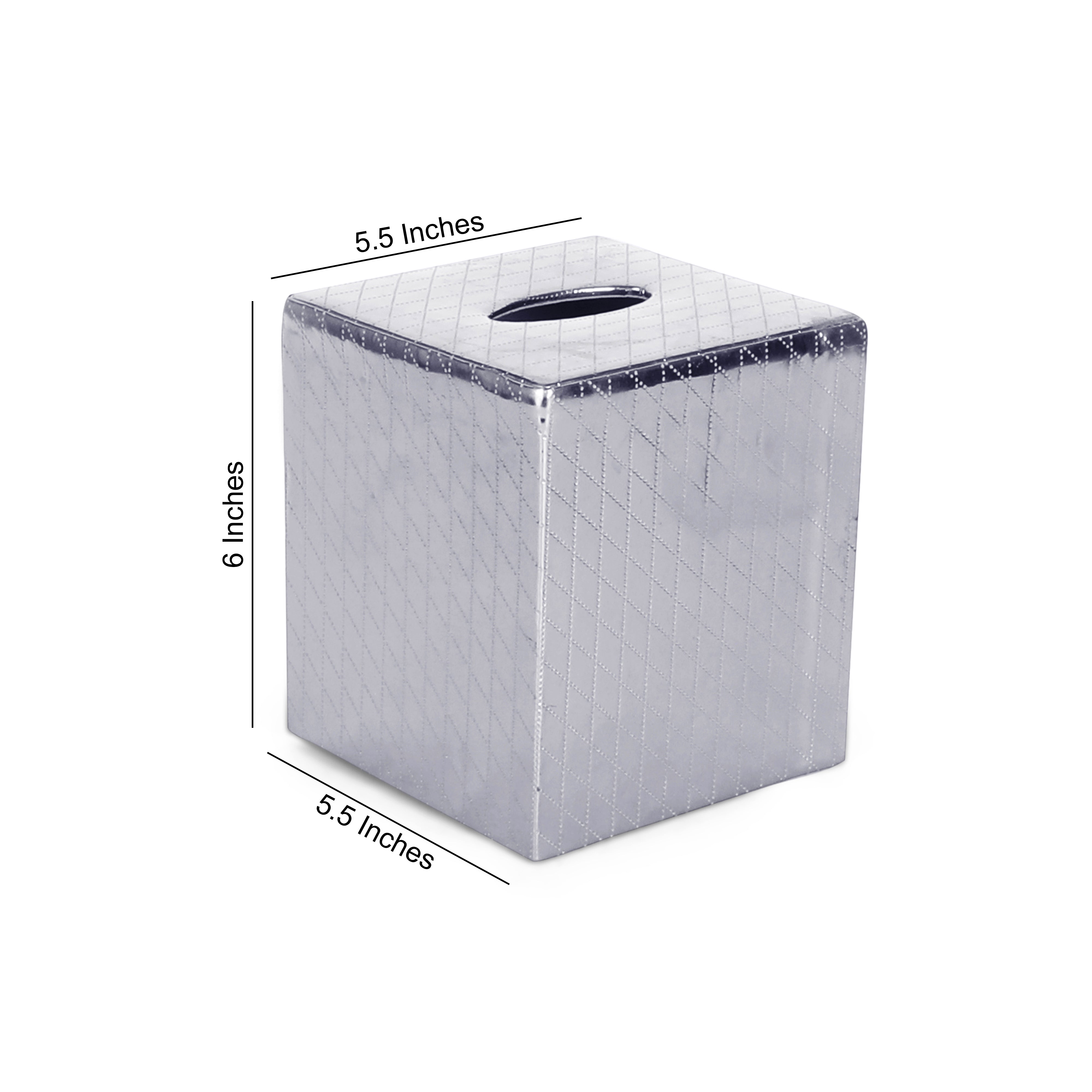 Tissue Box - Silver Leatherette