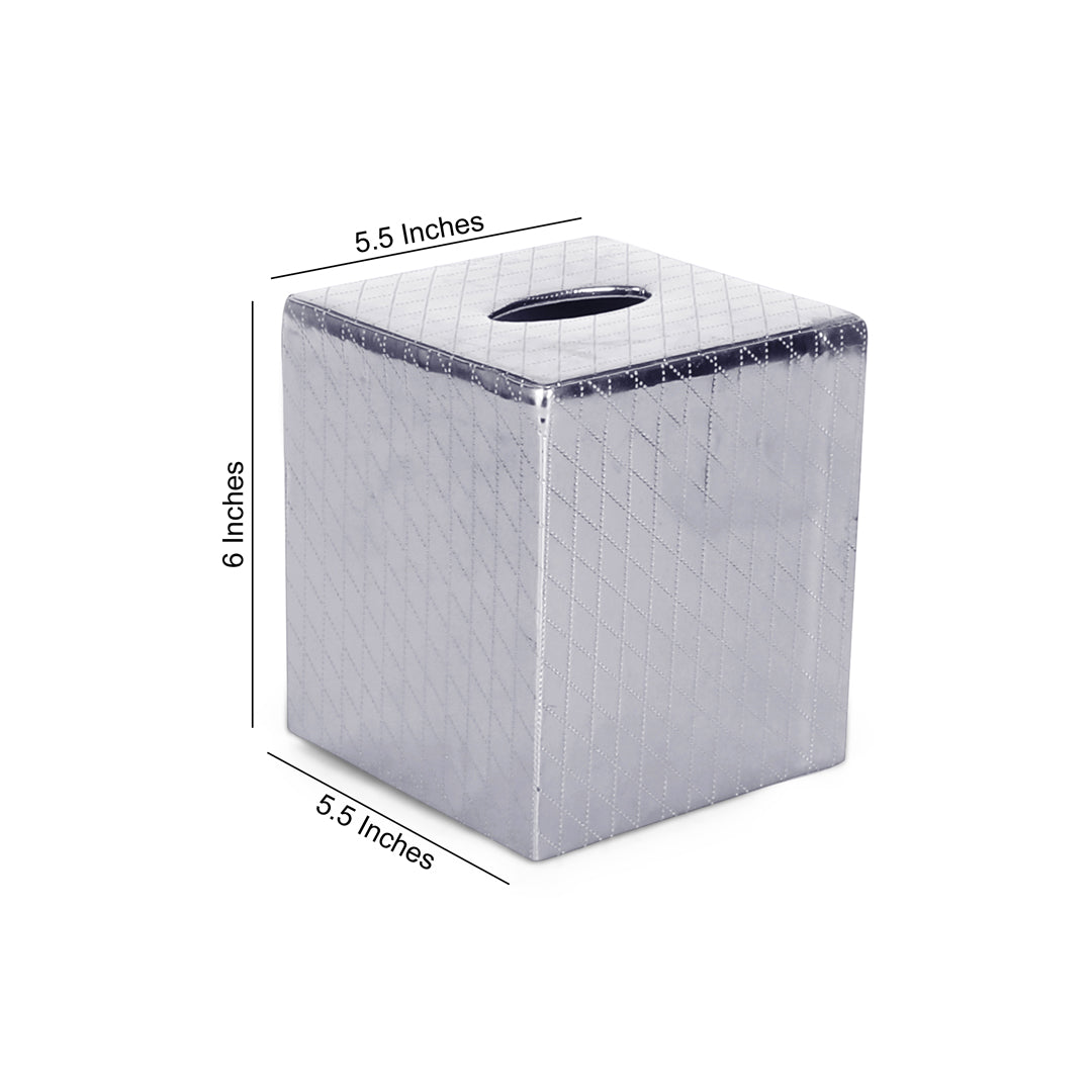 Tissue Box - Silver Leatherette 6- The Home Co.