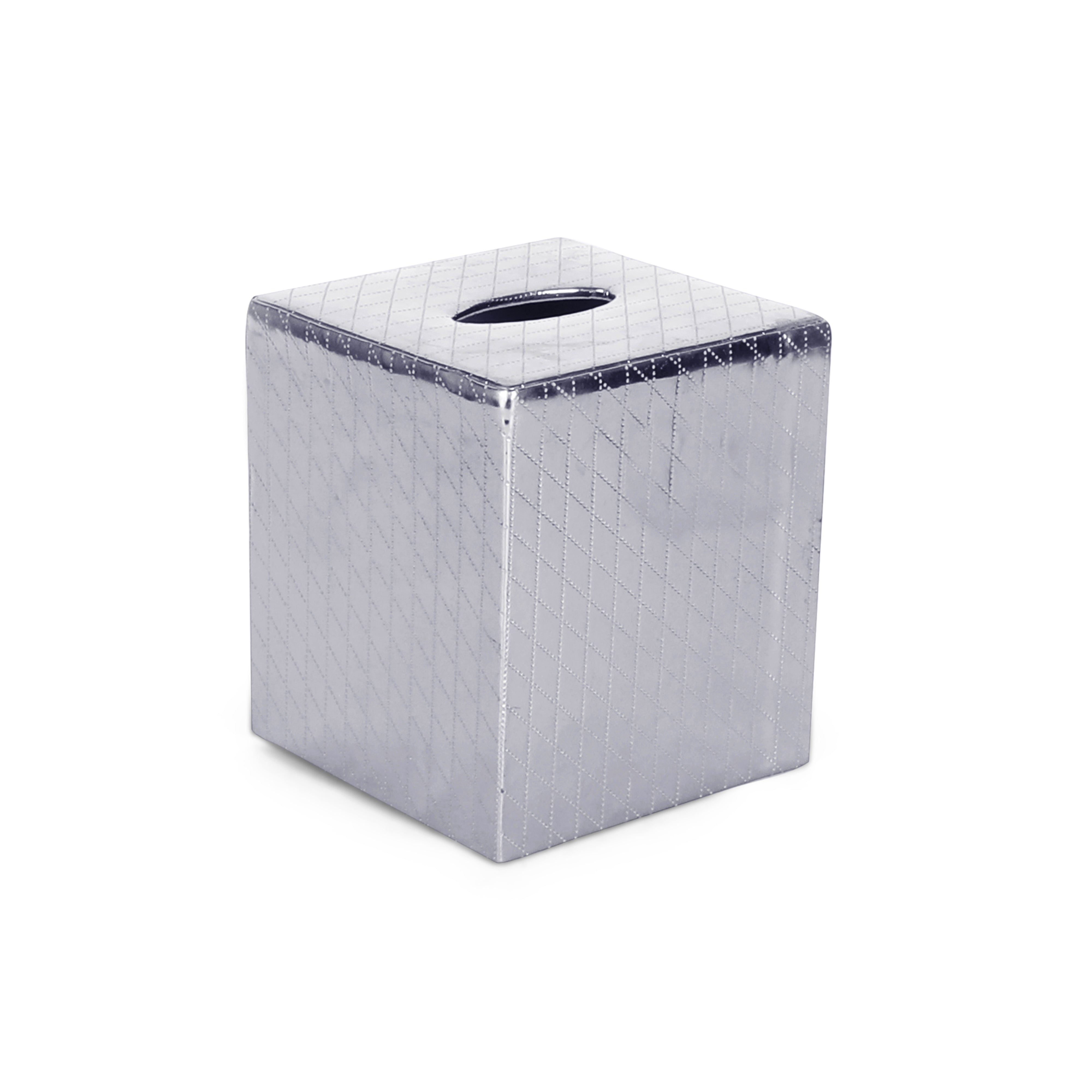 Tissue Box - Silver Leatherette